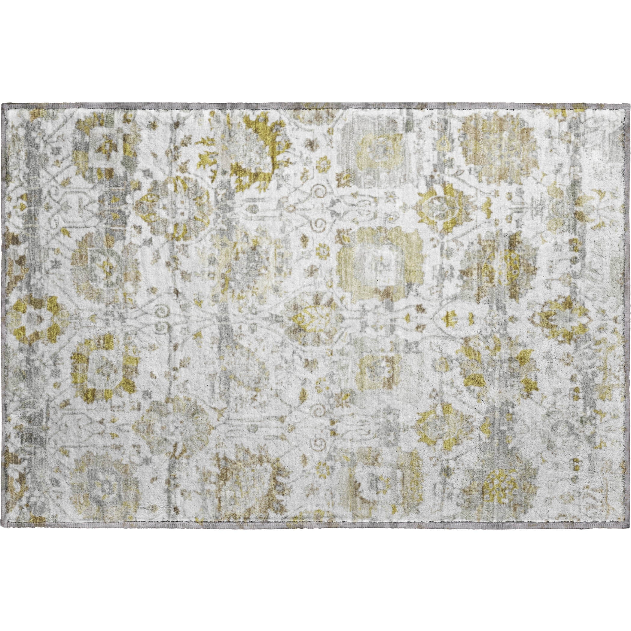 Kotor Machine Washable Traditional Linen Ivory Rug 1'8" x 2'6" #shape_Rectangle