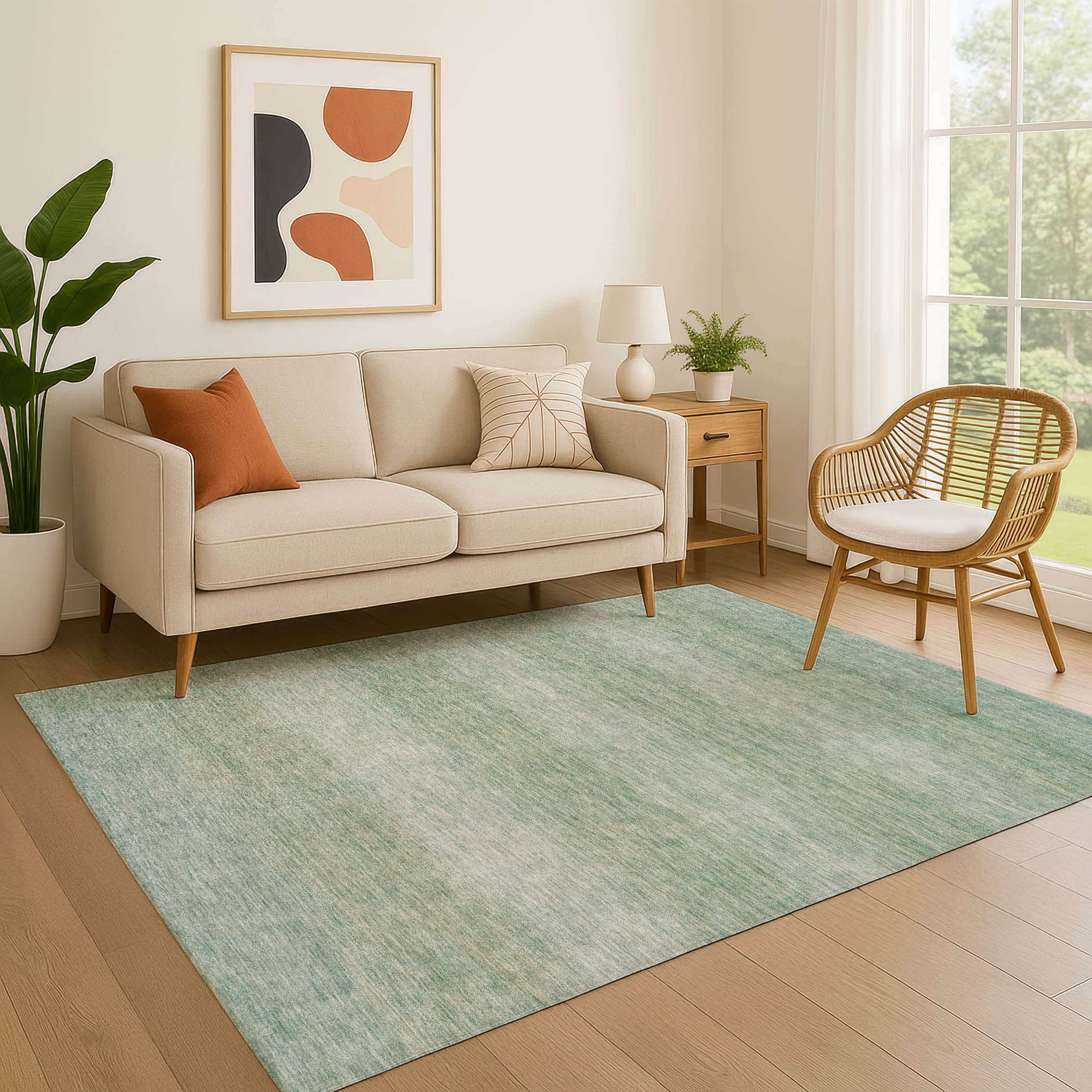 Sintra Machine Washable Transitional Aqua Teal Rug 2'6" x 3'10" #shape_Rectangle