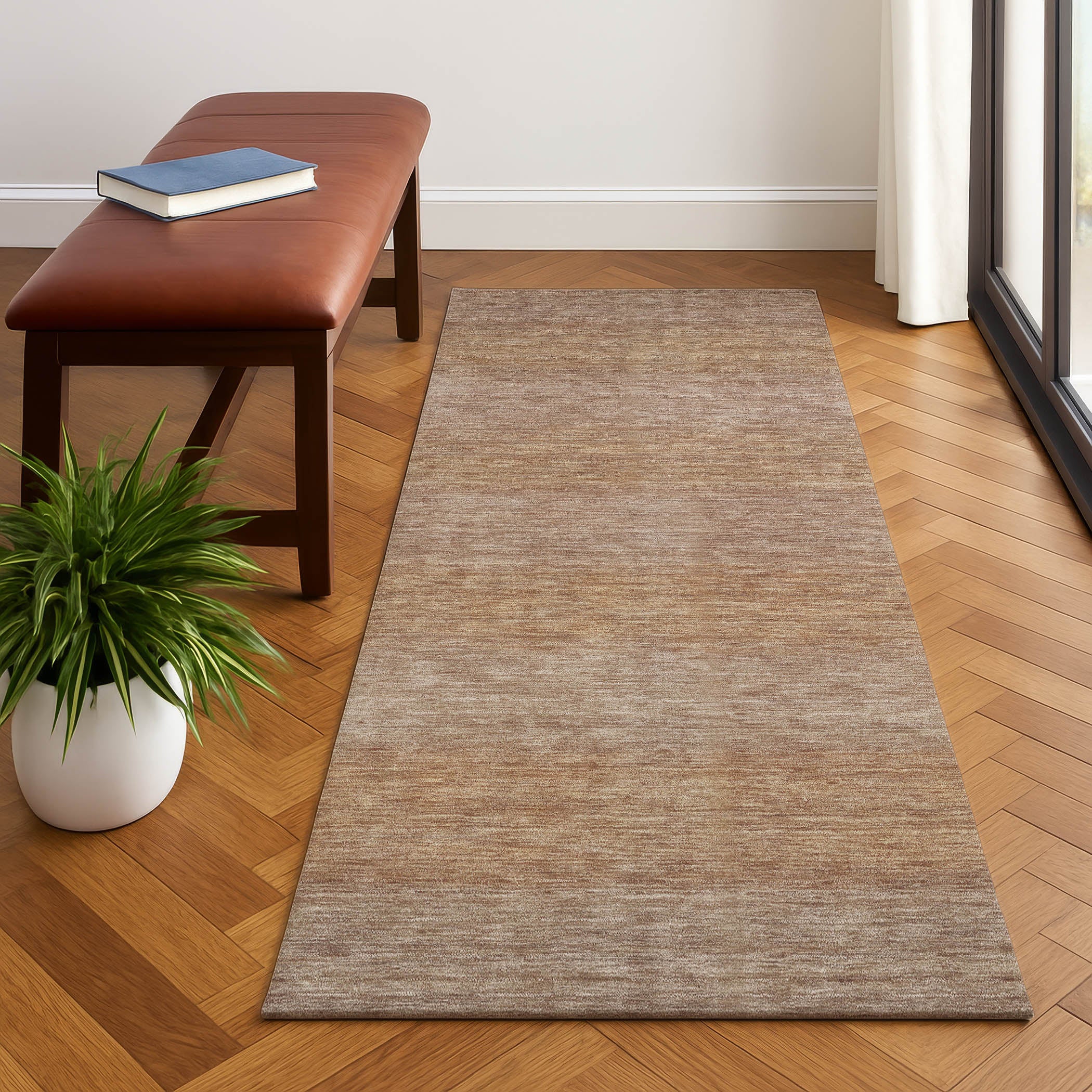 Sintra Machine Washable Transitional Beige Brown Rug 2'3" x 7'6" #shape_Runner