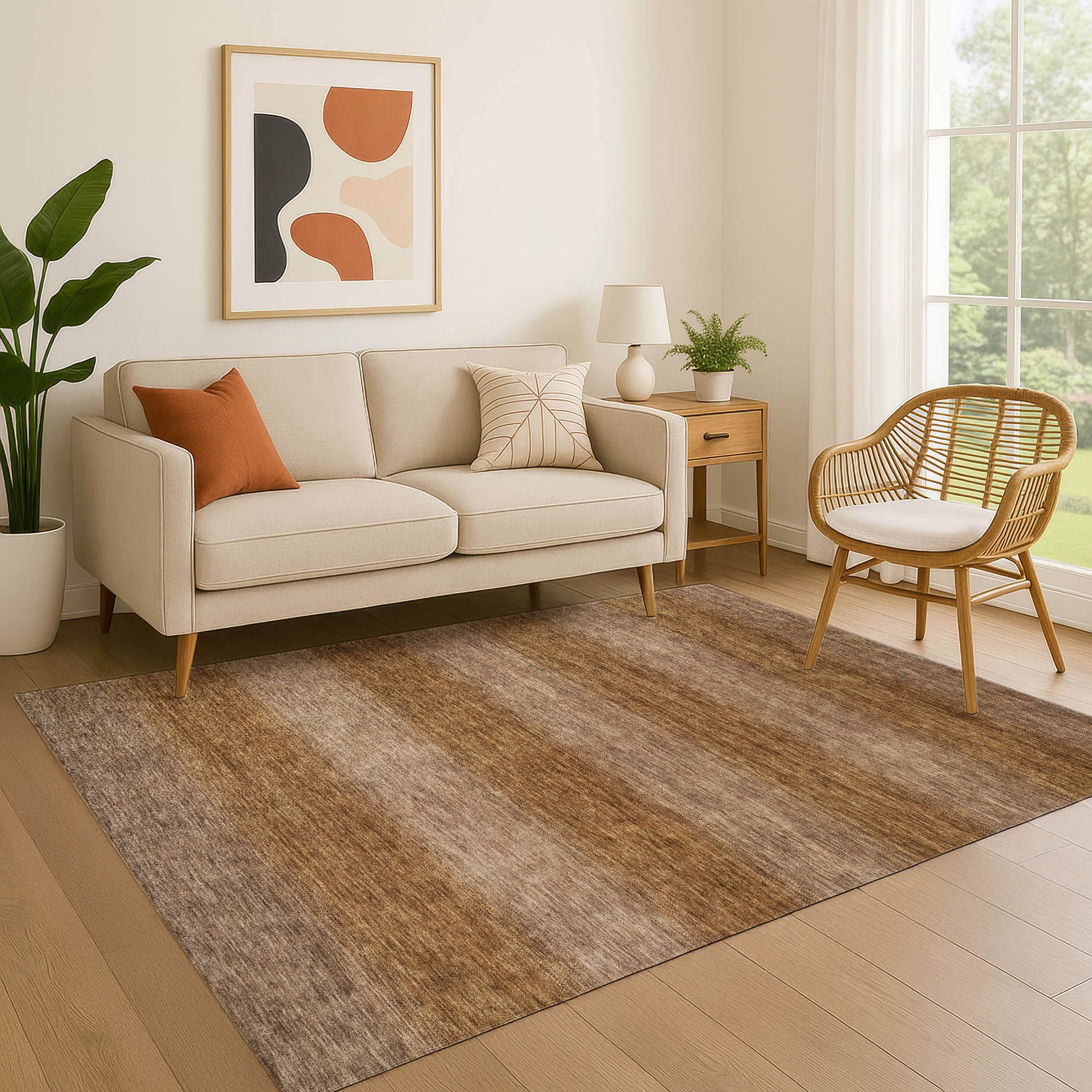Sintra Machine Washable Transitional Brown Rug 2'6" x 3'10" #shape_Rectangle