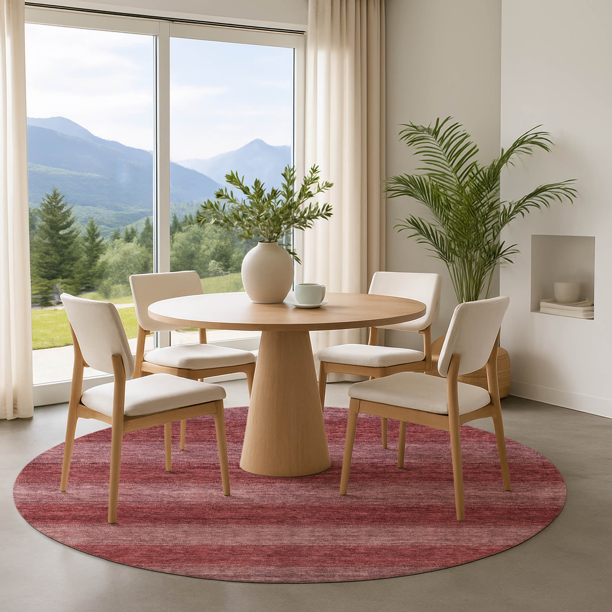 Sintra Machine Washable Transitional Paprika Orange Rug 8' x 8' #shape_Round