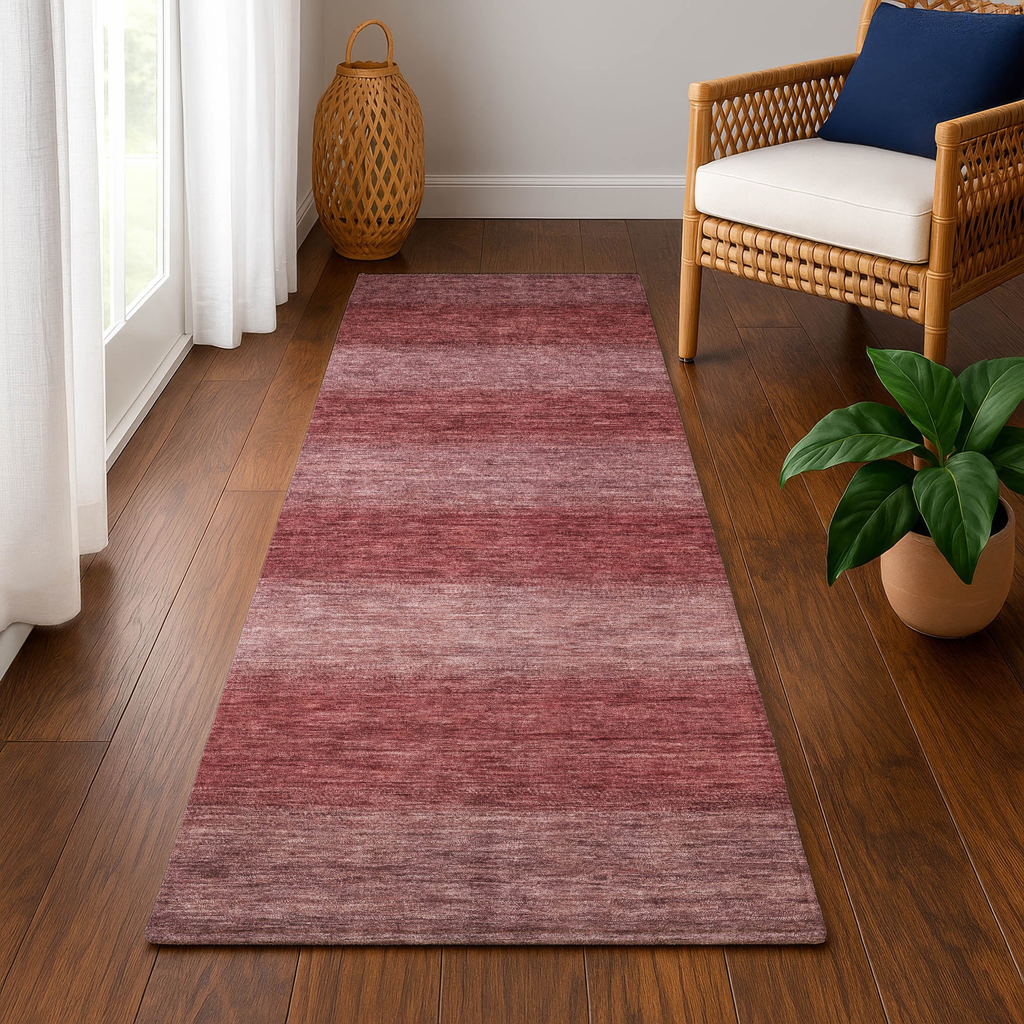 Sintra Machine Washable Transitional Paprika Orange Rug 2'3" x 7'6" #shape_Runner