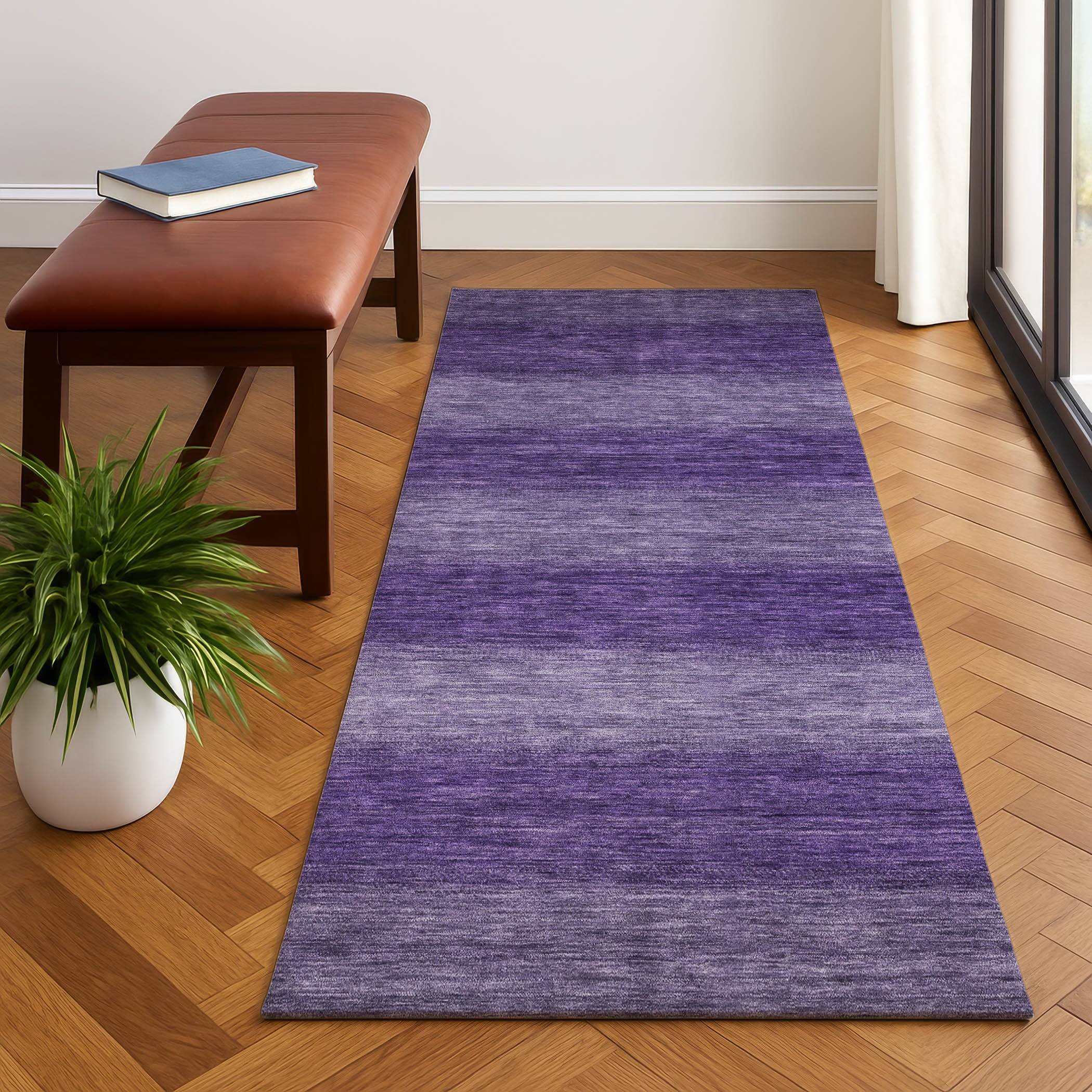 Sintra Machine Washable Transitional Purple Rug 2'3" x 7'6" #shape_Runner