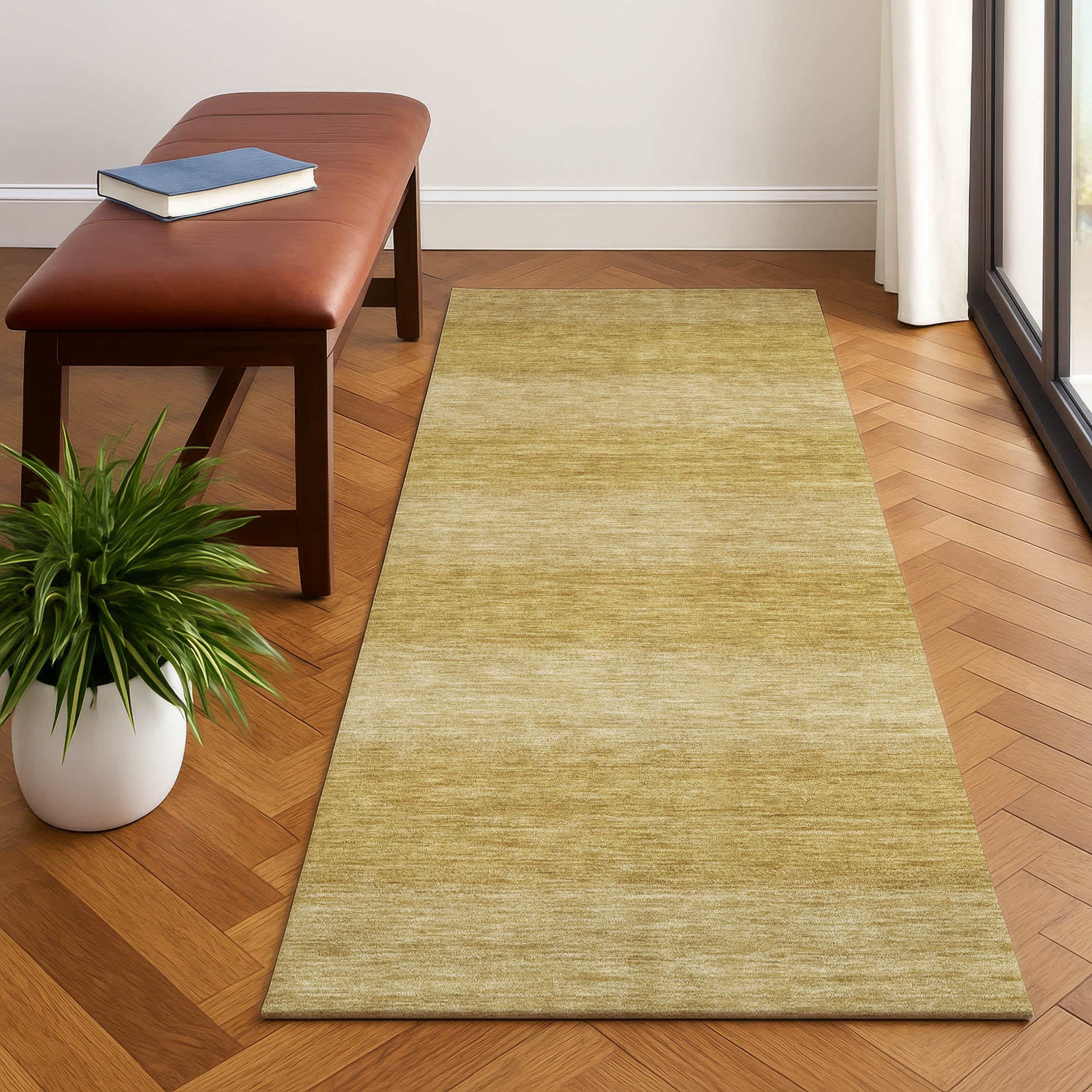 Sintra Machine Washable Transitional Wheat Gold Rug 2'3" x 7'6" #shape_Runner