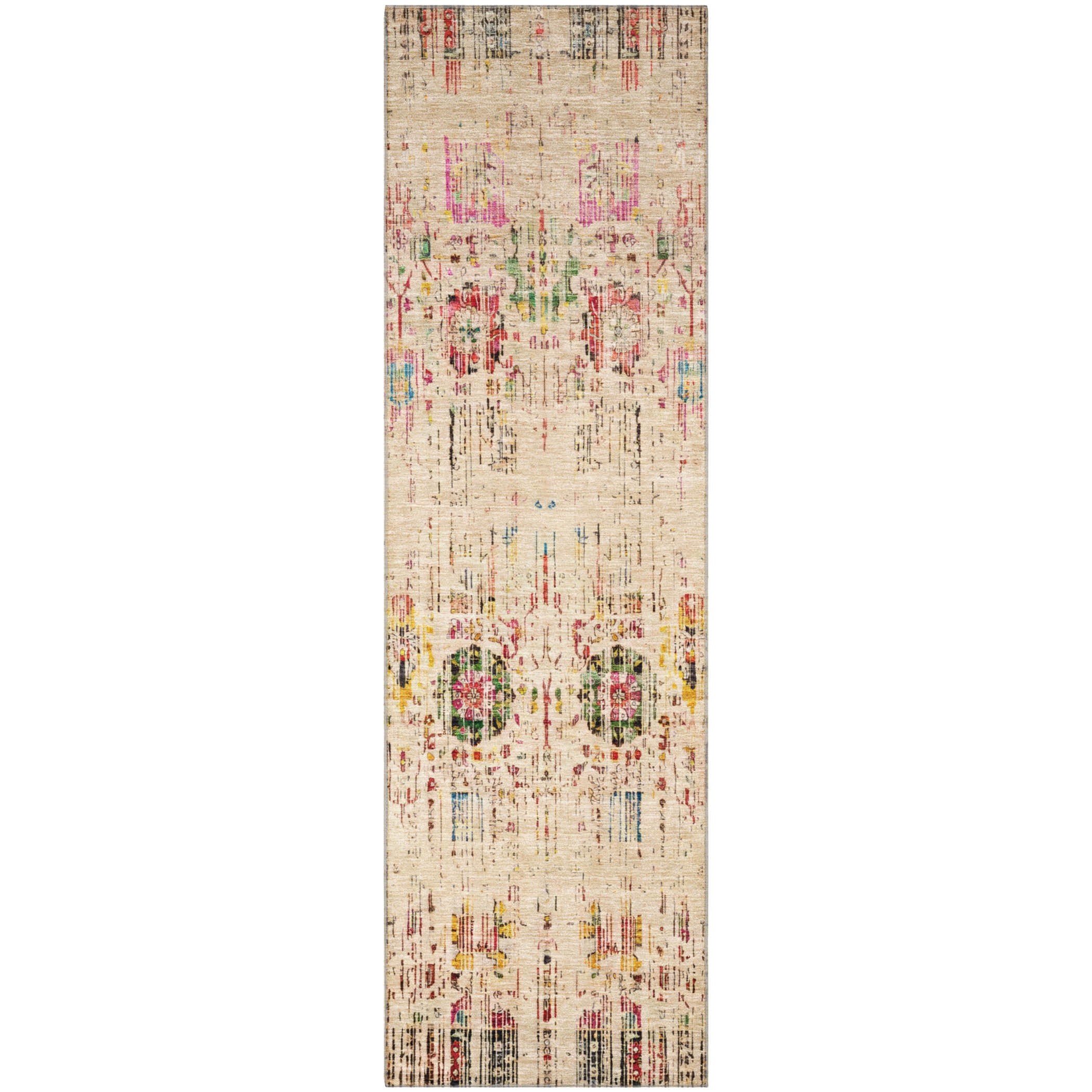 Prague Machine Washable Transitional Beige Brown Rug 2'3" x 7'6" #shape_Runner