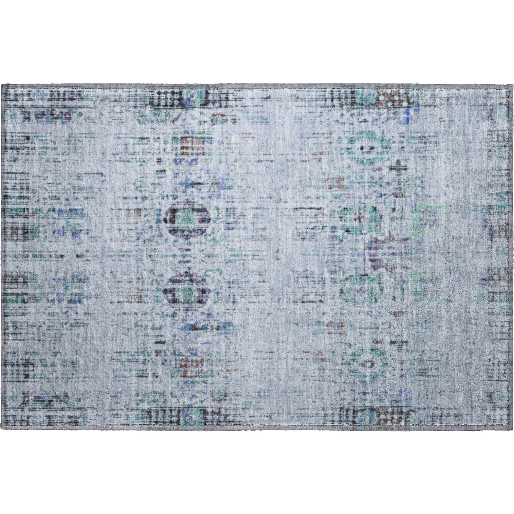 Prague Machine Washable Transitional Blue Rug 1'8" x 2'6" #shape_Rectangle