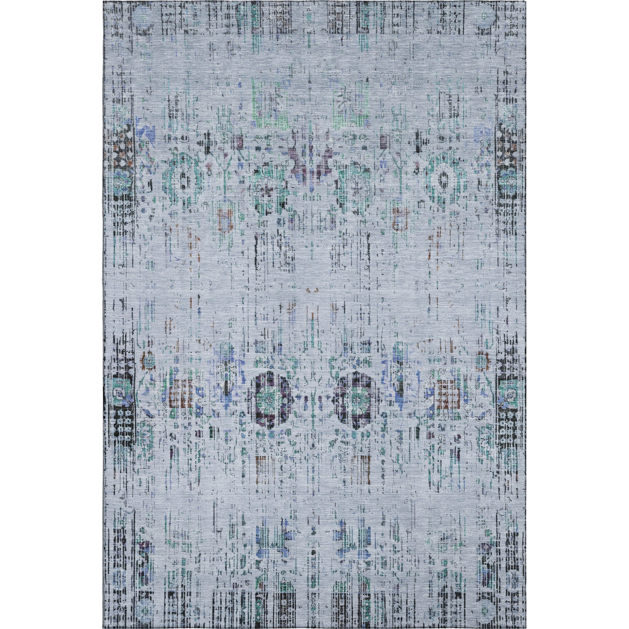 Prague Machine Washable Transitional Blue Rug 2'6" x 3'10" #shape_Rectangle