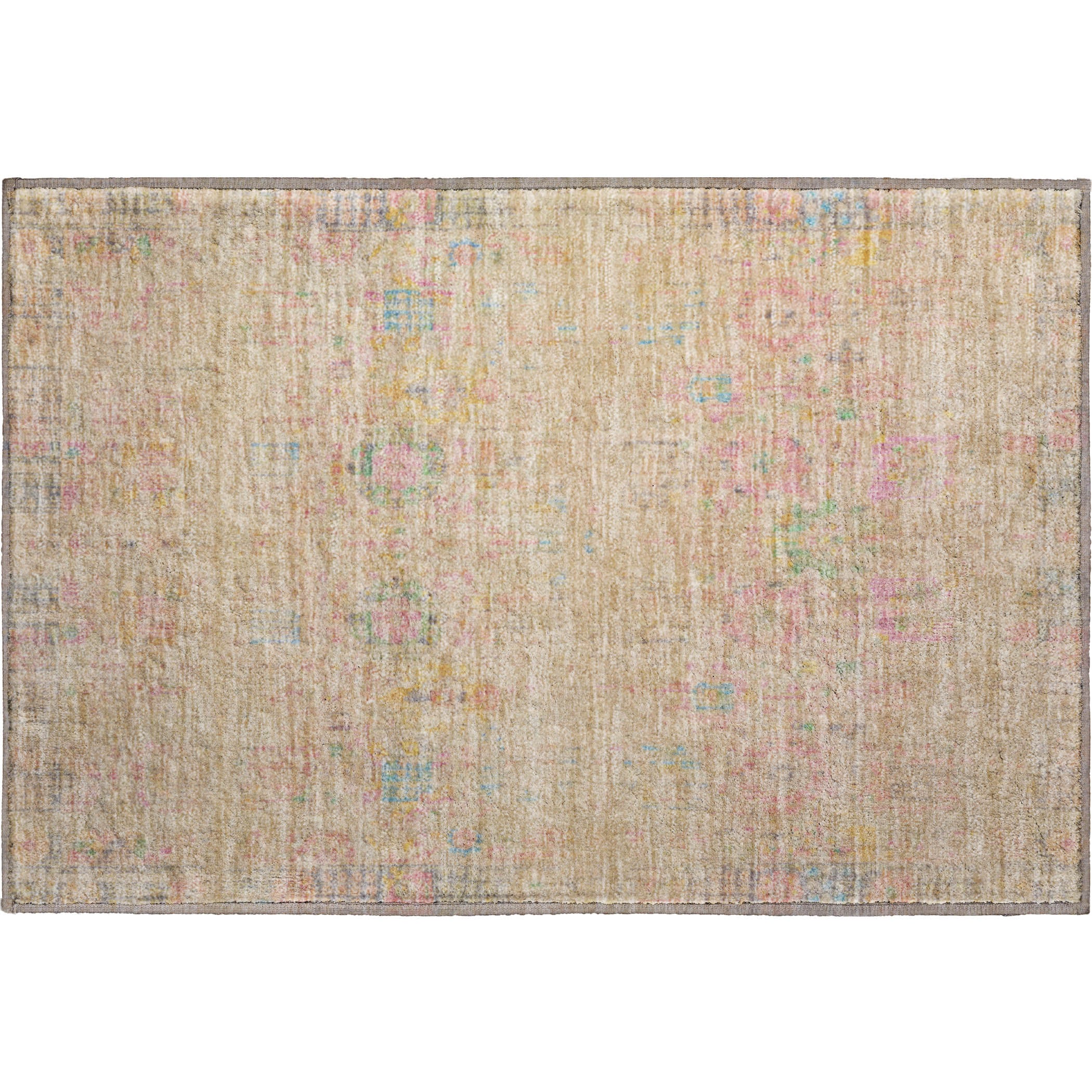 Prague Machine Washable Transitional Tan Brown Rug 1'8" x 2'6" #shape_Rectangle