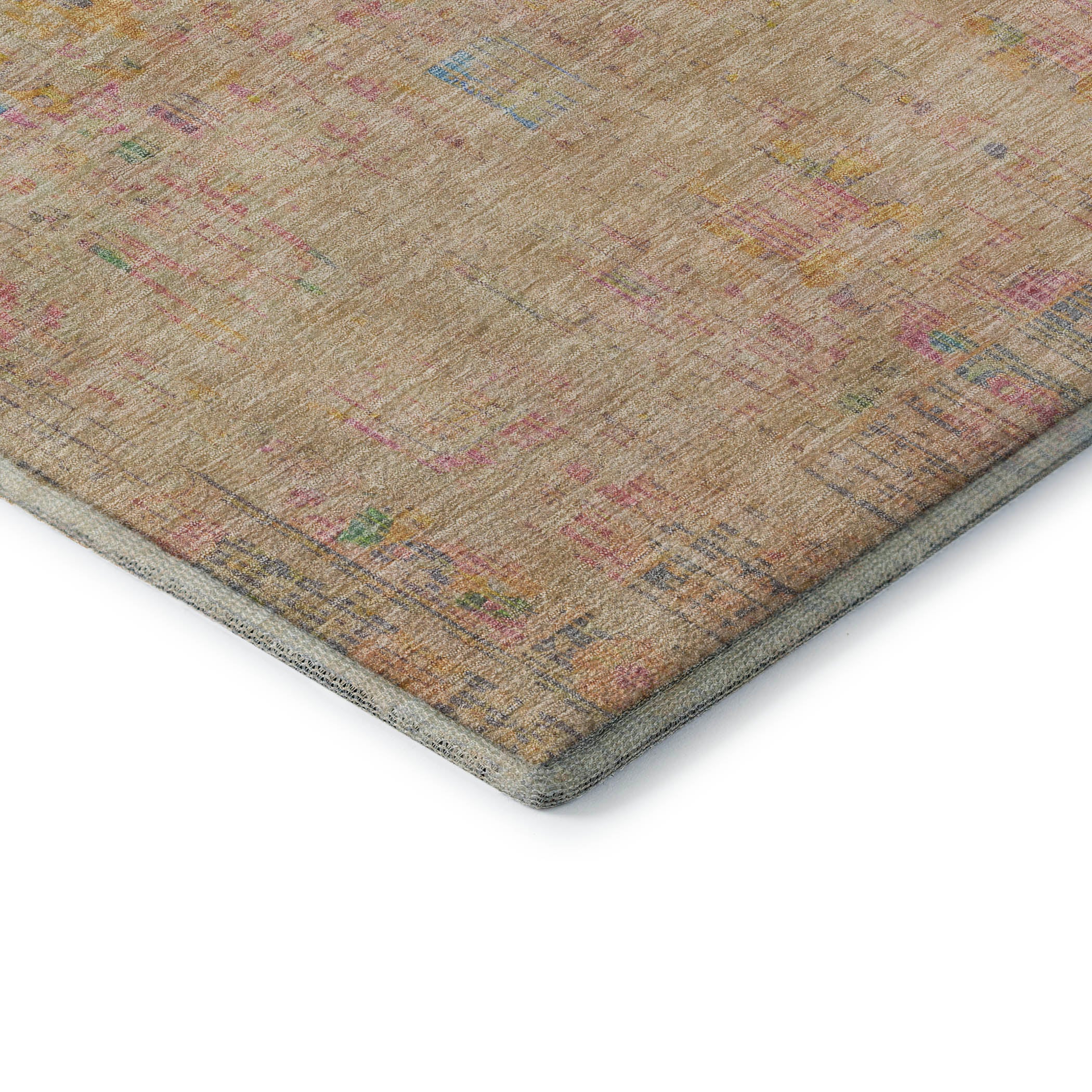 Prague Machine Washable Transitional Tan Brown Rug 1'8" x 2'6" #shape_Rectangle