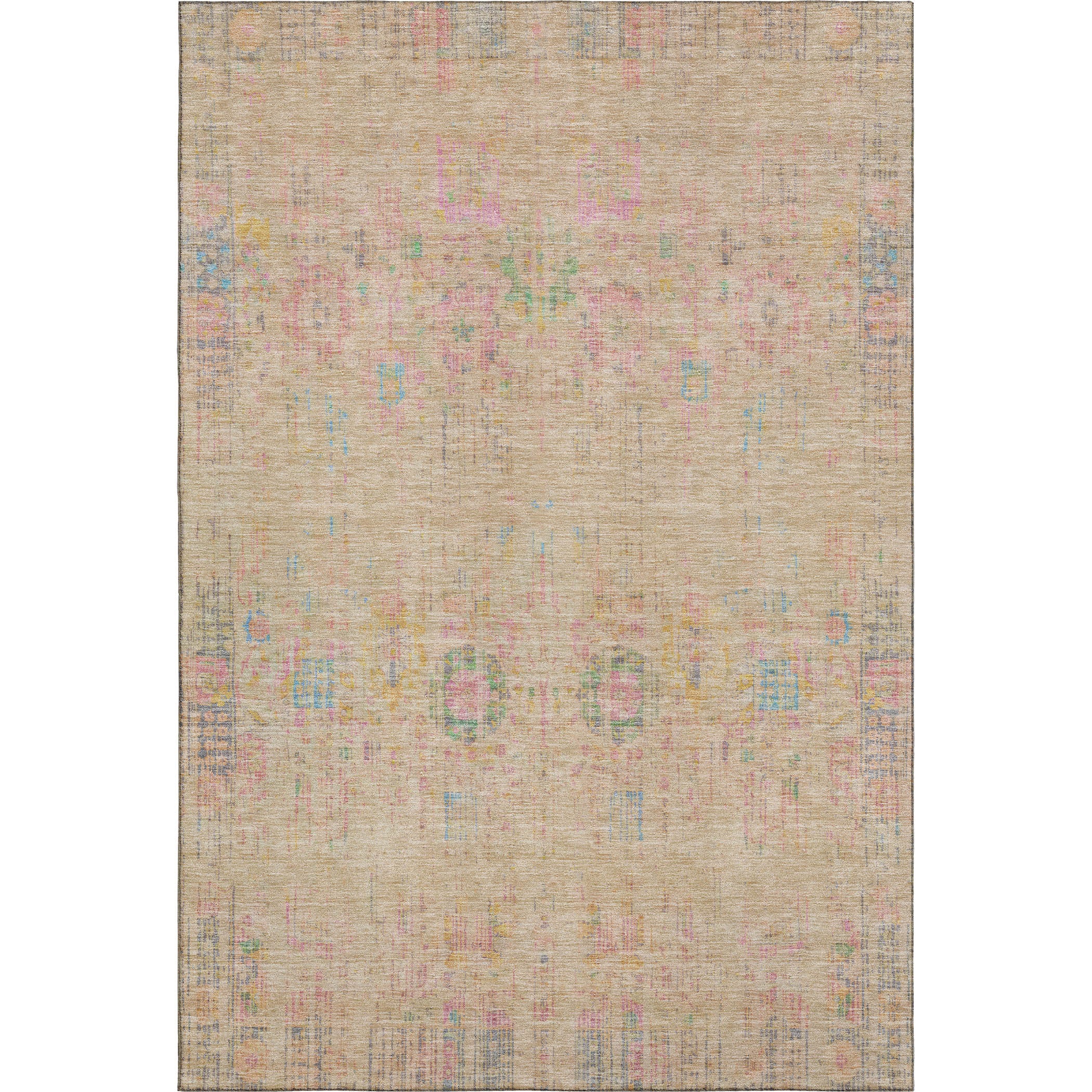 Prague Machine Washable Transitional Tan Brown Rug 2'6" x 3'10" #shape_Rectangle