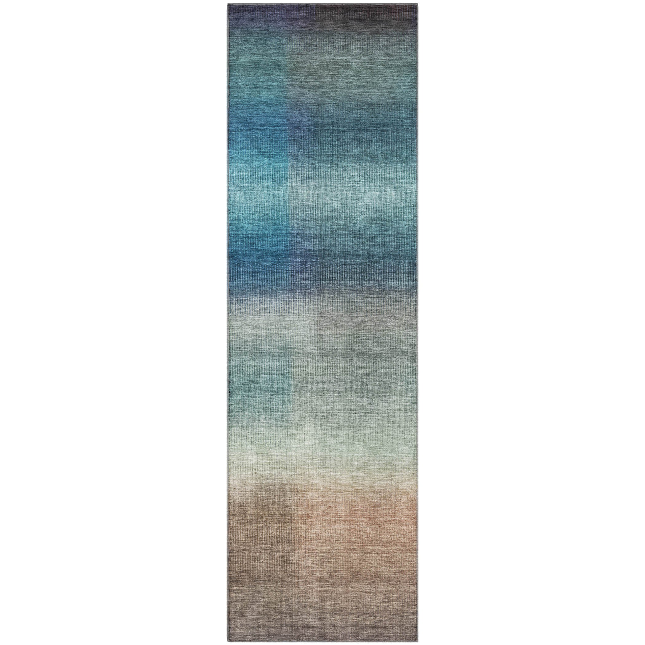Colombo Machine Washable Transitional Blue Rug 2'3" x 7'6" #shape_Runner