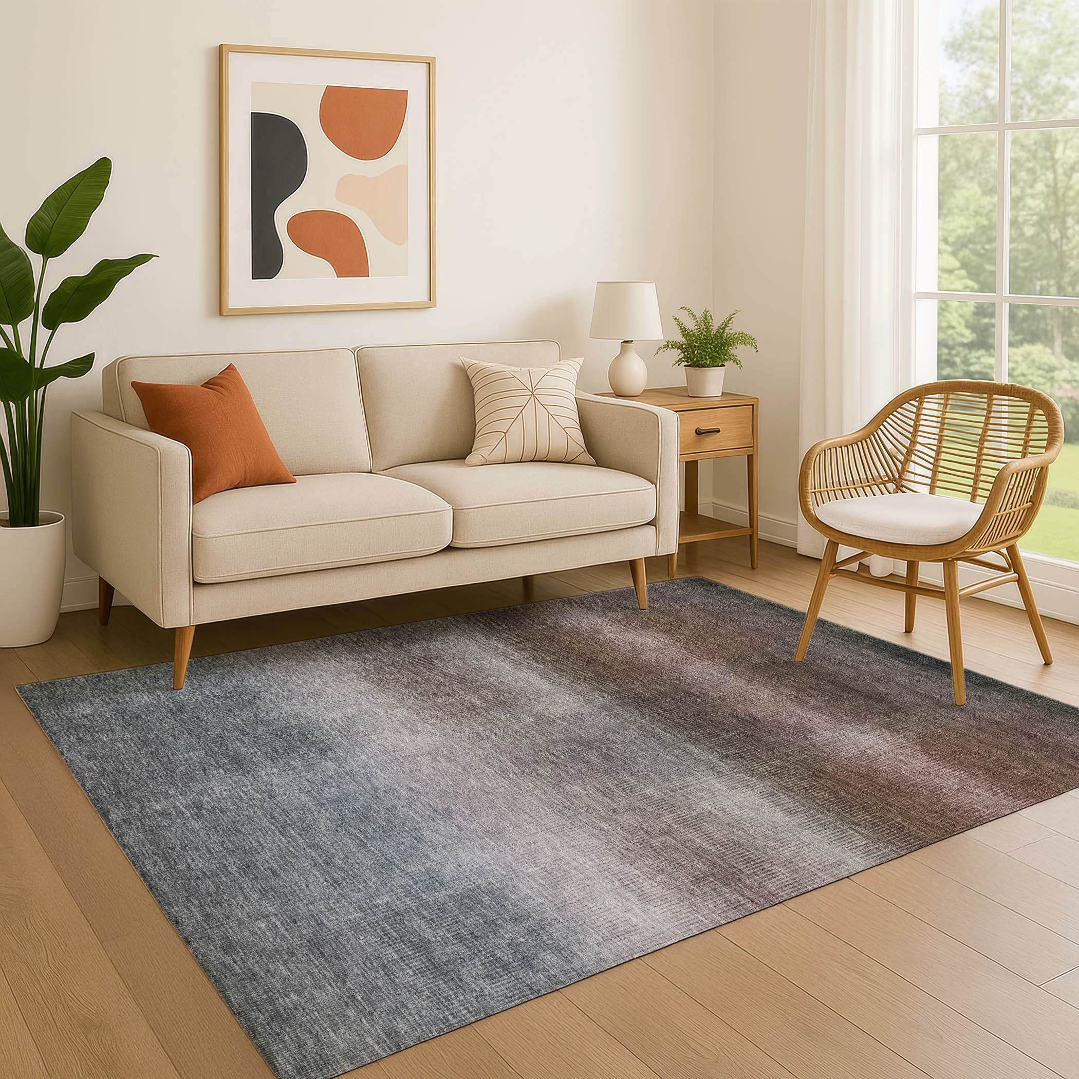 Colombo Machine Washable Transitional Brown Rug 2'6" x 3'10" #shape_Rectangle