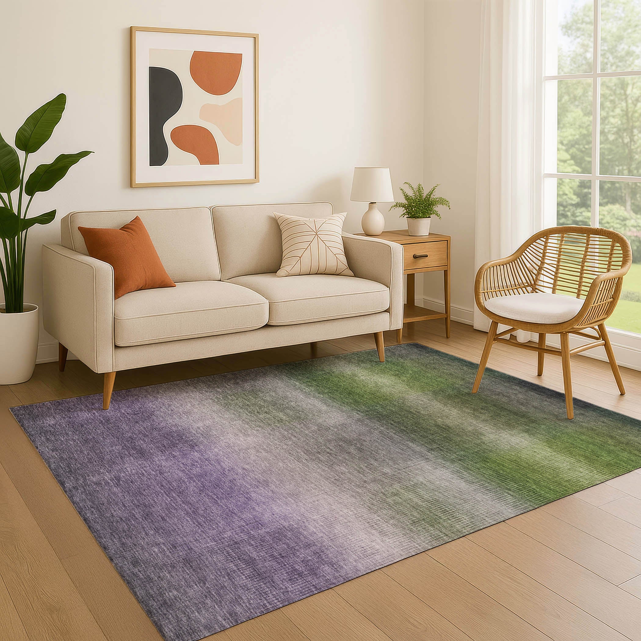 Colombo Machine Washable Transitional Olive Green Rug 2'6" x 3'10" #shape_Rectangle