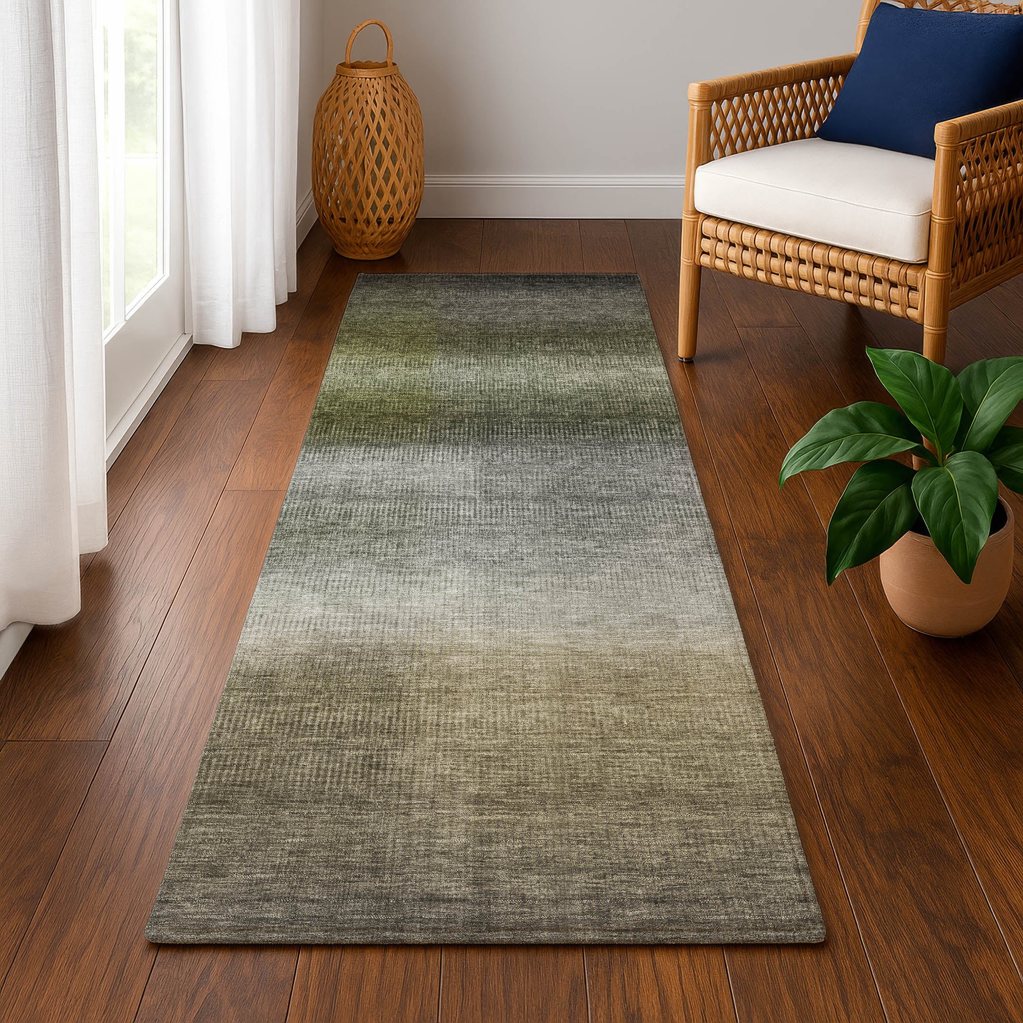 Colombo Machine Washable Transitional Pewter Gray Rug 2'3" x 7'6" #shape_Runner