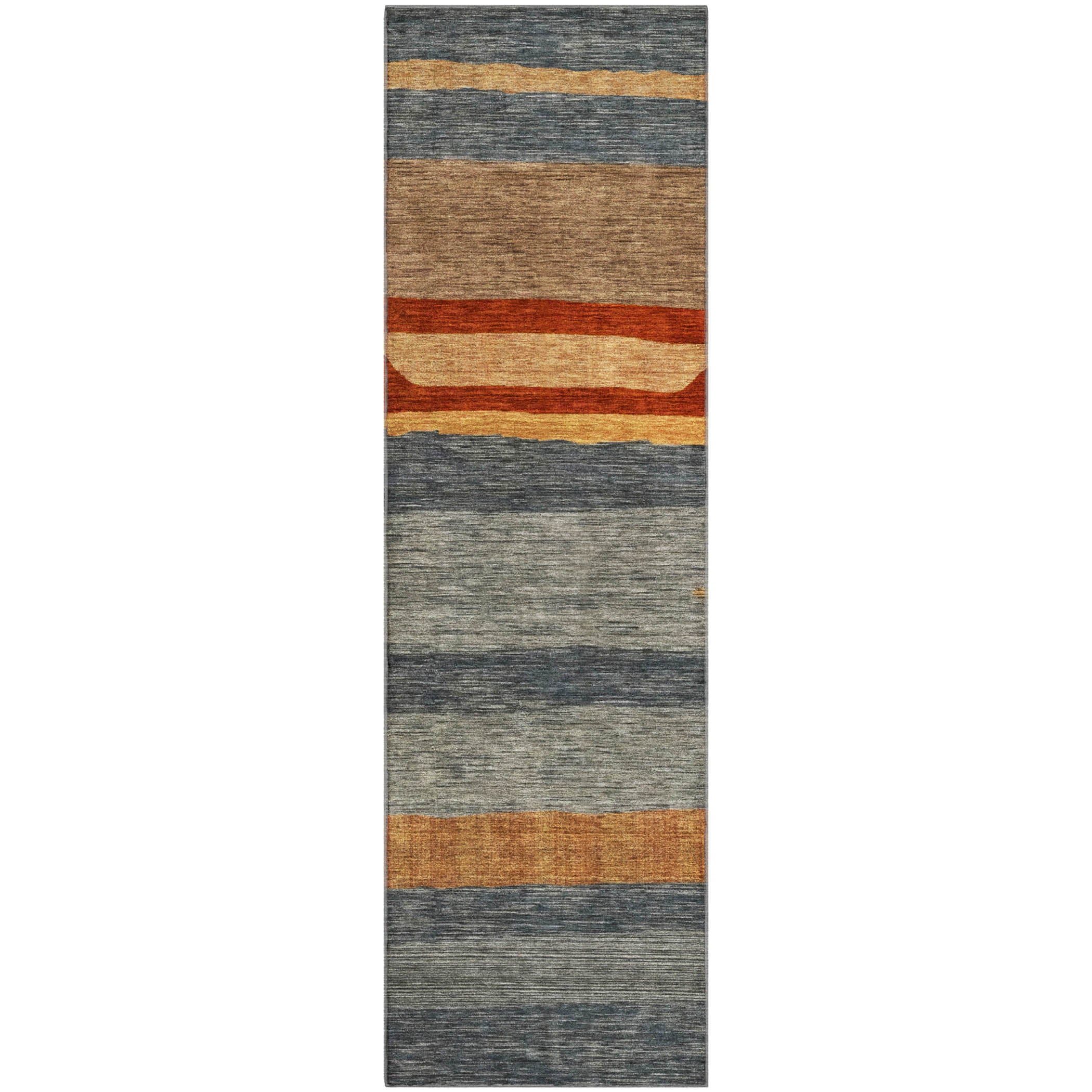 Dublin Machine Washable Transitional Blue Rug 2'3" x 7'6" #shape_Runner