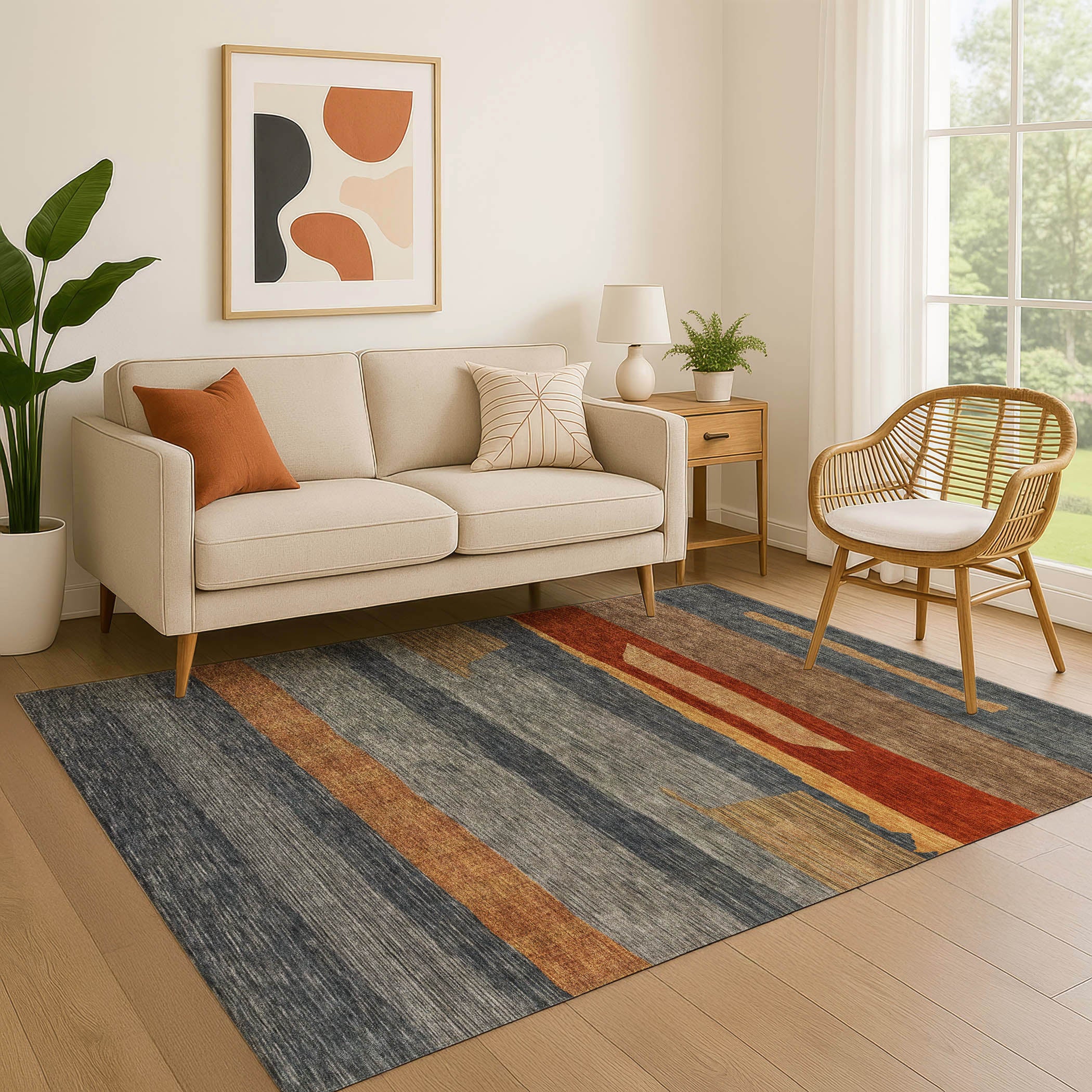 Dublin Machine Washable Transitional Blue Rug 2'6" x 3'10" #shape_Rectangle
