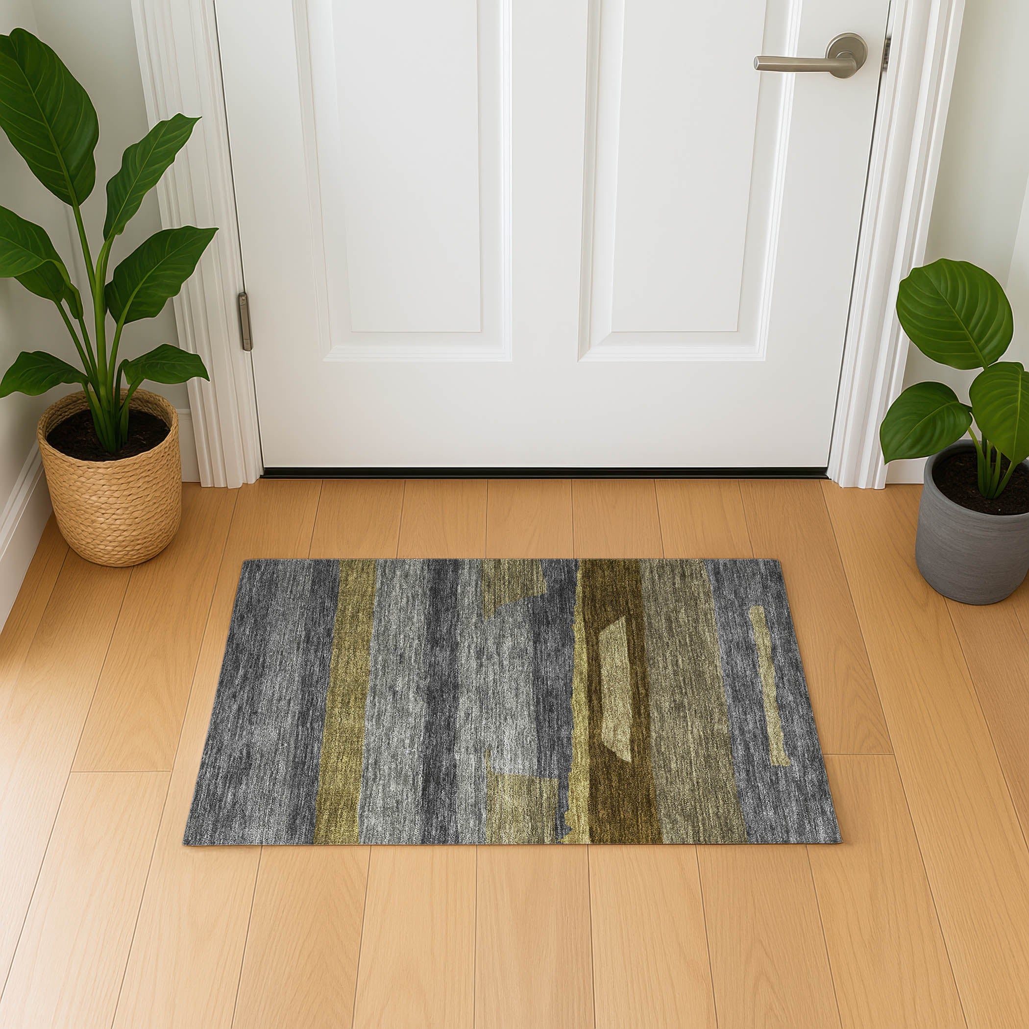 Dublin Machine Washable Transitional Gray Rug 1'8" x 2'6" #shape_Rectangle