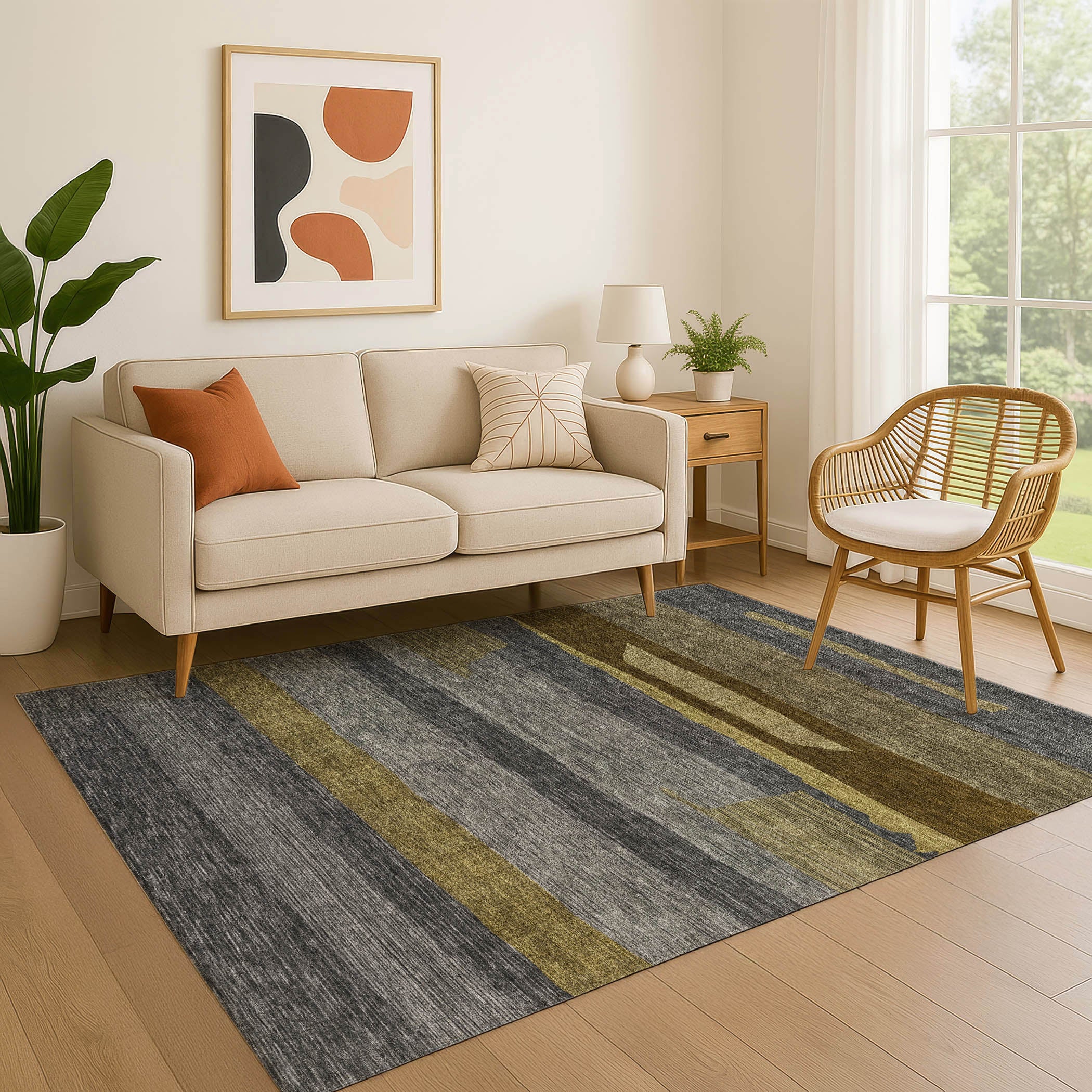 Dublin Machine Washable Transitional Gray Rug 2'6" x 3'10" #shape_Rectangle