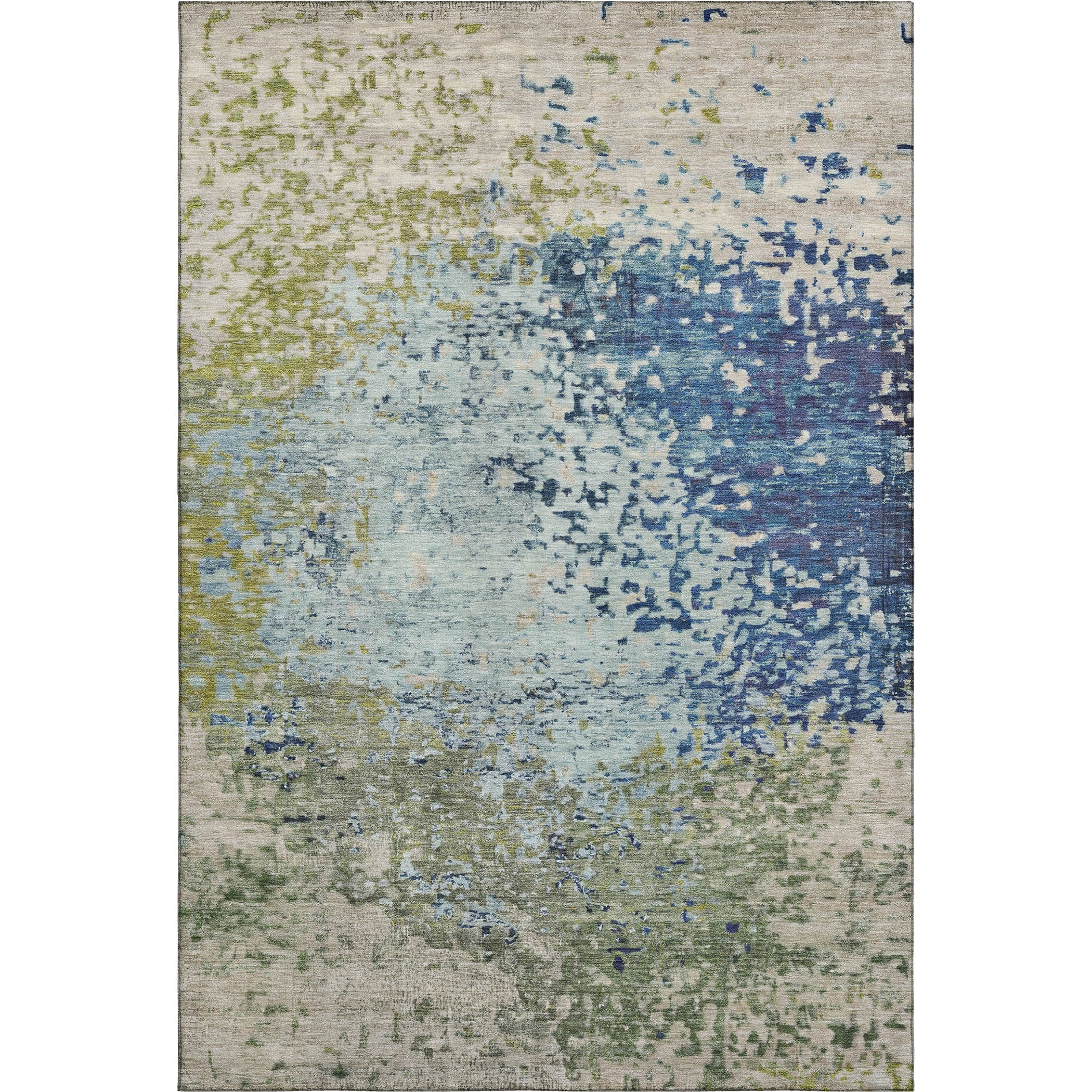 Oslo Machine Washable Transitional Blue Rug 2'6" x 3'10" #shape_Rectangle