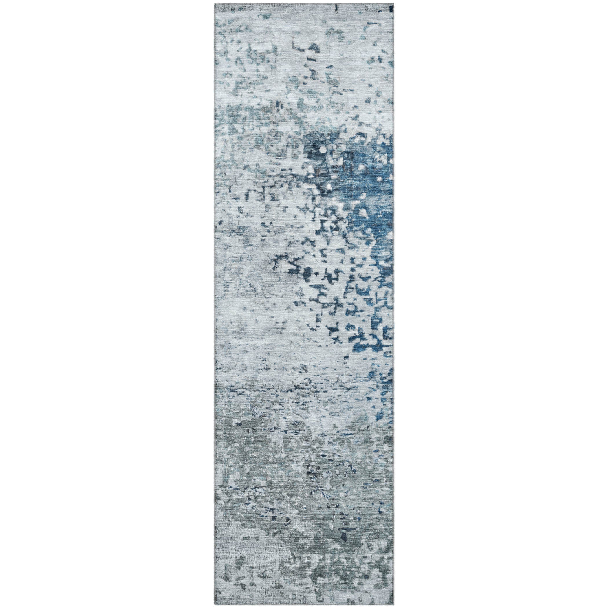 Oslo Machine Washable Transitional Denim Blue Rug 2'3" x 7'6" #shape_Runner