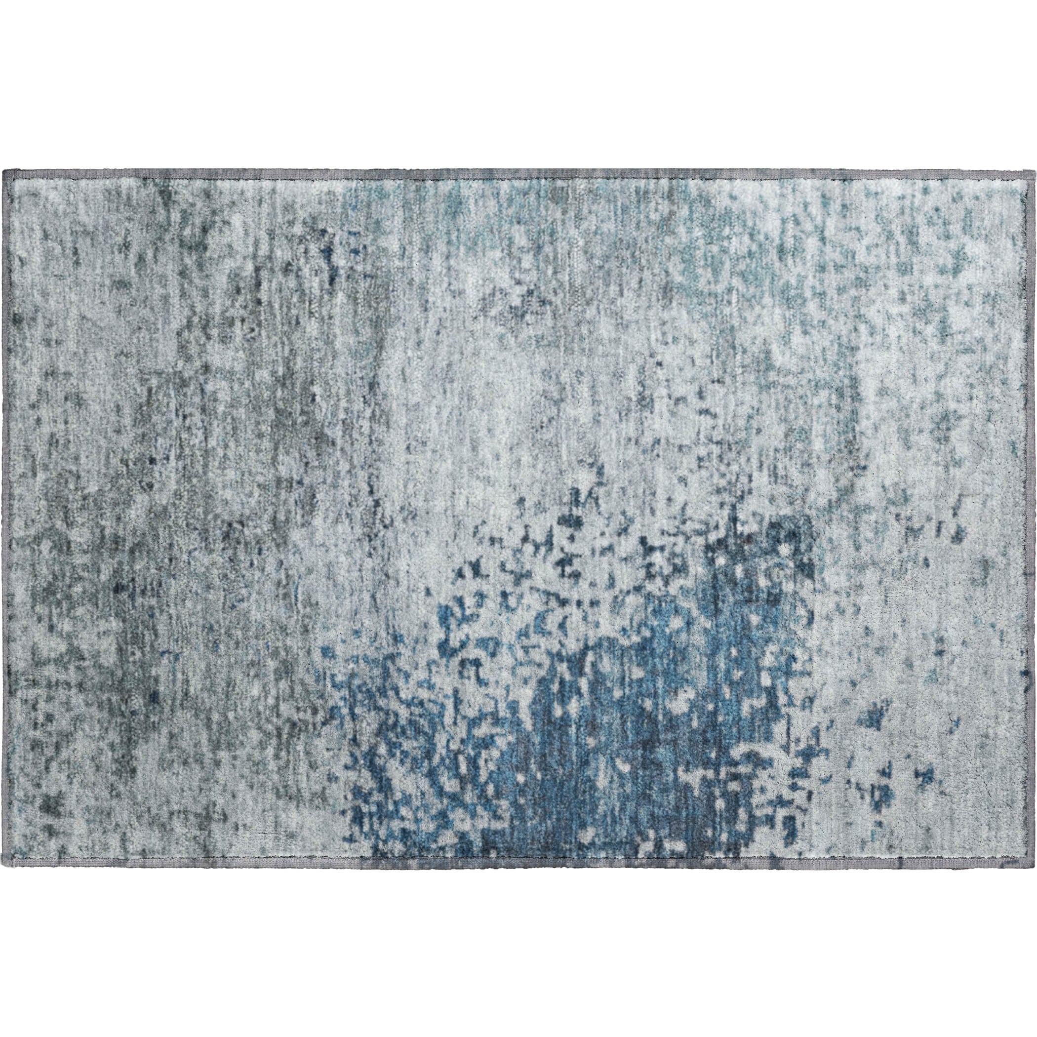 Oslo Machine Washable Transitional Denim Blue Rug 1'8" x 2'6" #shape_Rectangle