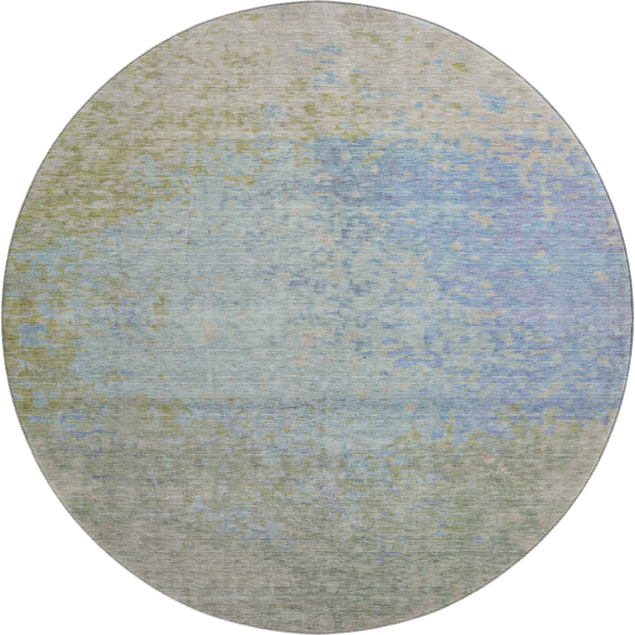 Oslo Machine Washable Transitional Sky Blue Rug 8' x 8' #shape_Round