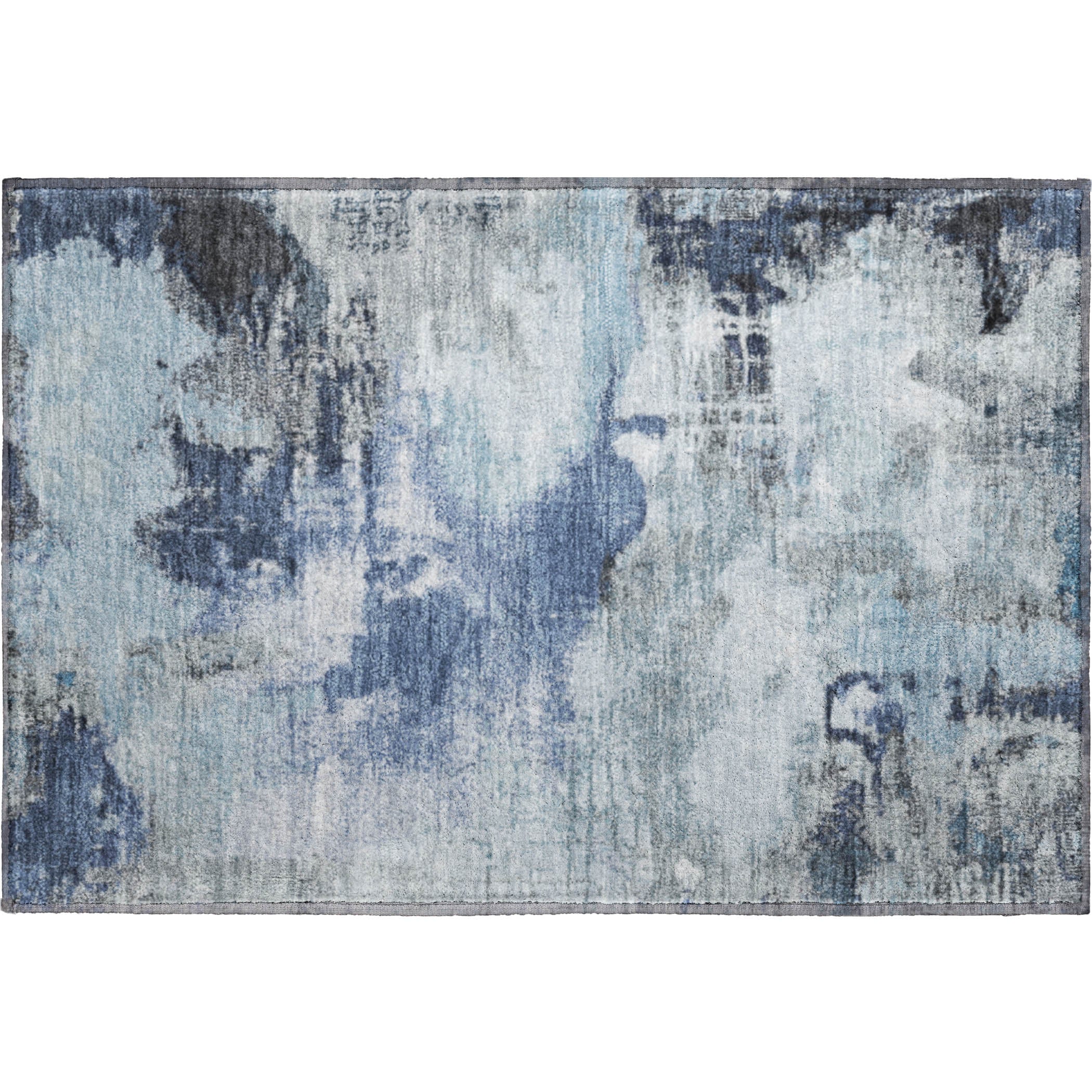 Seville Machine Washable Transitional Blue Rug 1'8" x 2'6" #shape_Rectangle