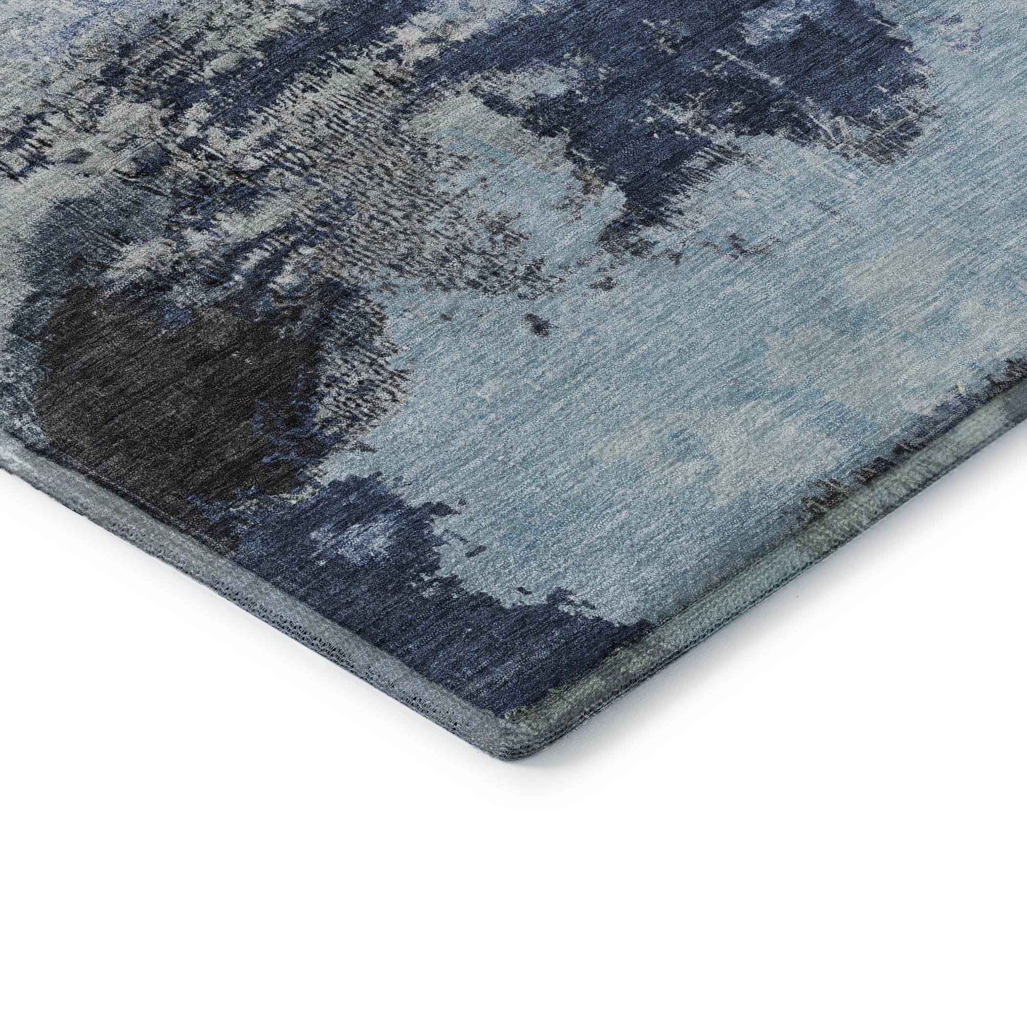 Seville Machine Washable Transitional Blue Rug 1'8" x 2'6" #shape_Rectangle