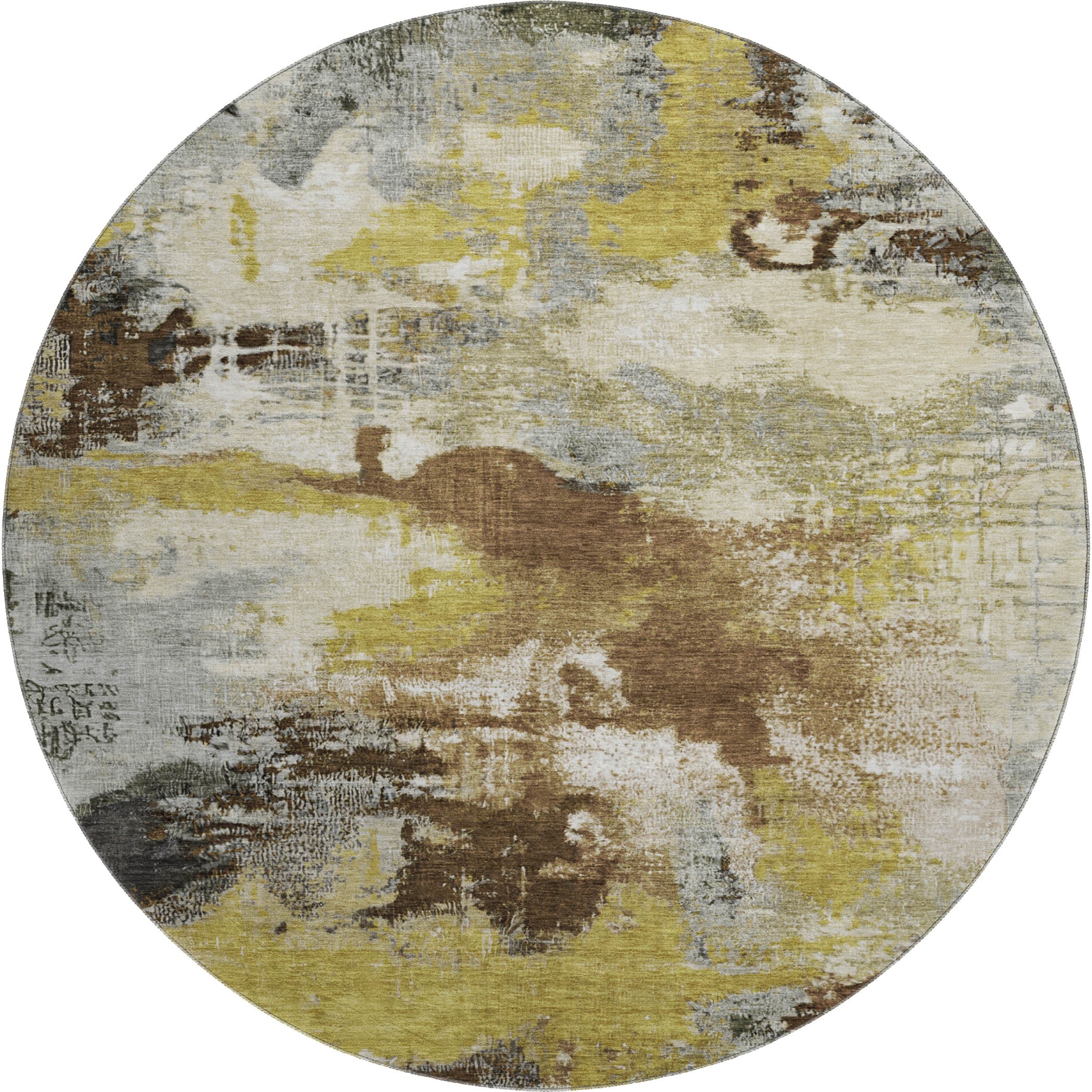Seville Machine Washable Transitional Brown Rug 8' x 8' #shape_Round