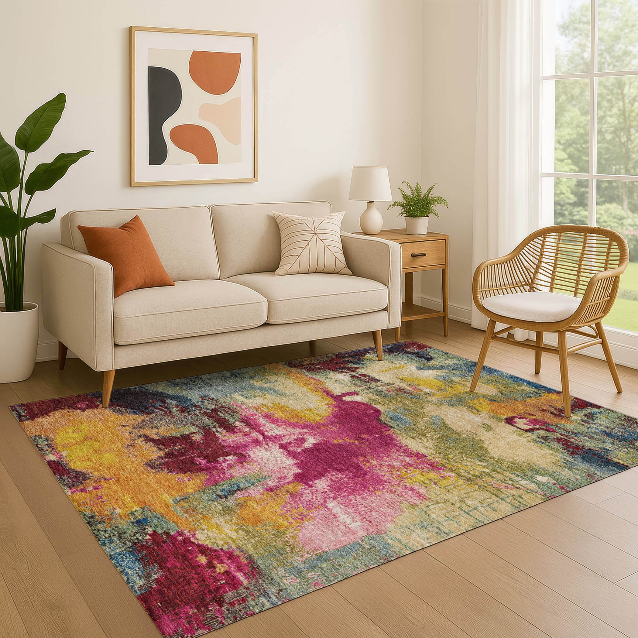 Seville Machine Washable Transitional Garnet Red Rug 2'6" x 3'10" #shape_Rectangle
