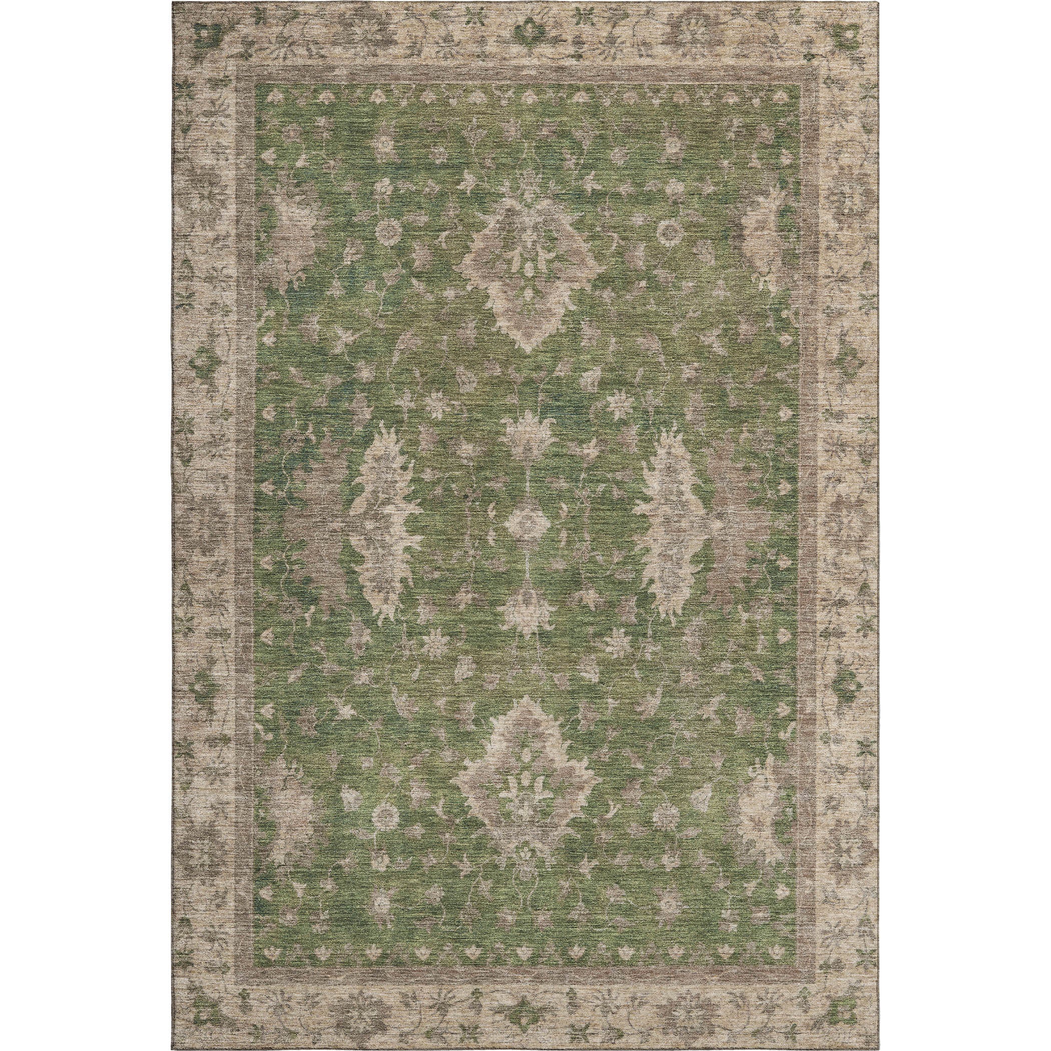 Siena Machine Washable Traditional Aloe Green Rug 2'6" x 3'10" #shape_Rectangle