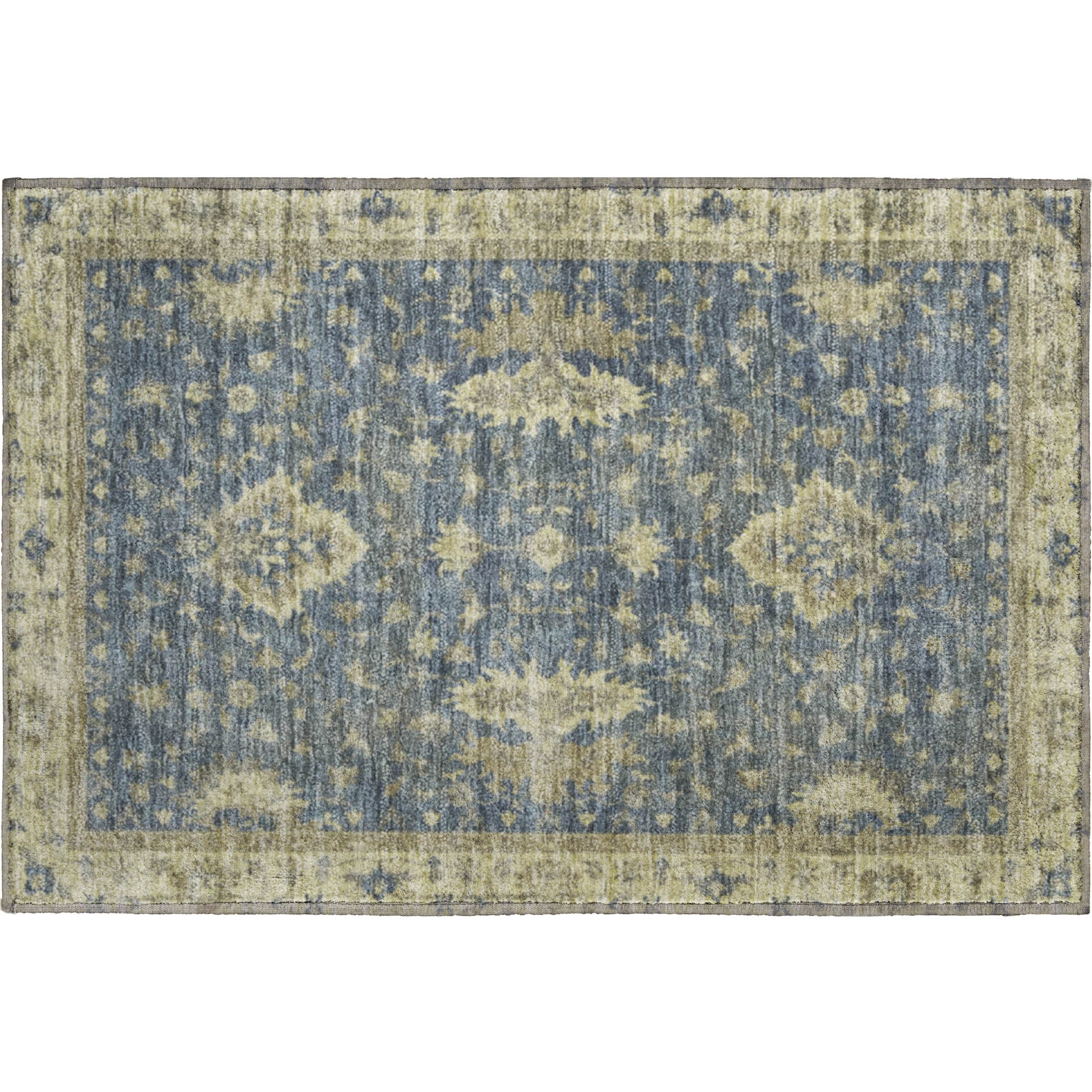 Siena Machine Washable Traditional Blue Rug 1'8" x 2'6" #shape_Rectangle
