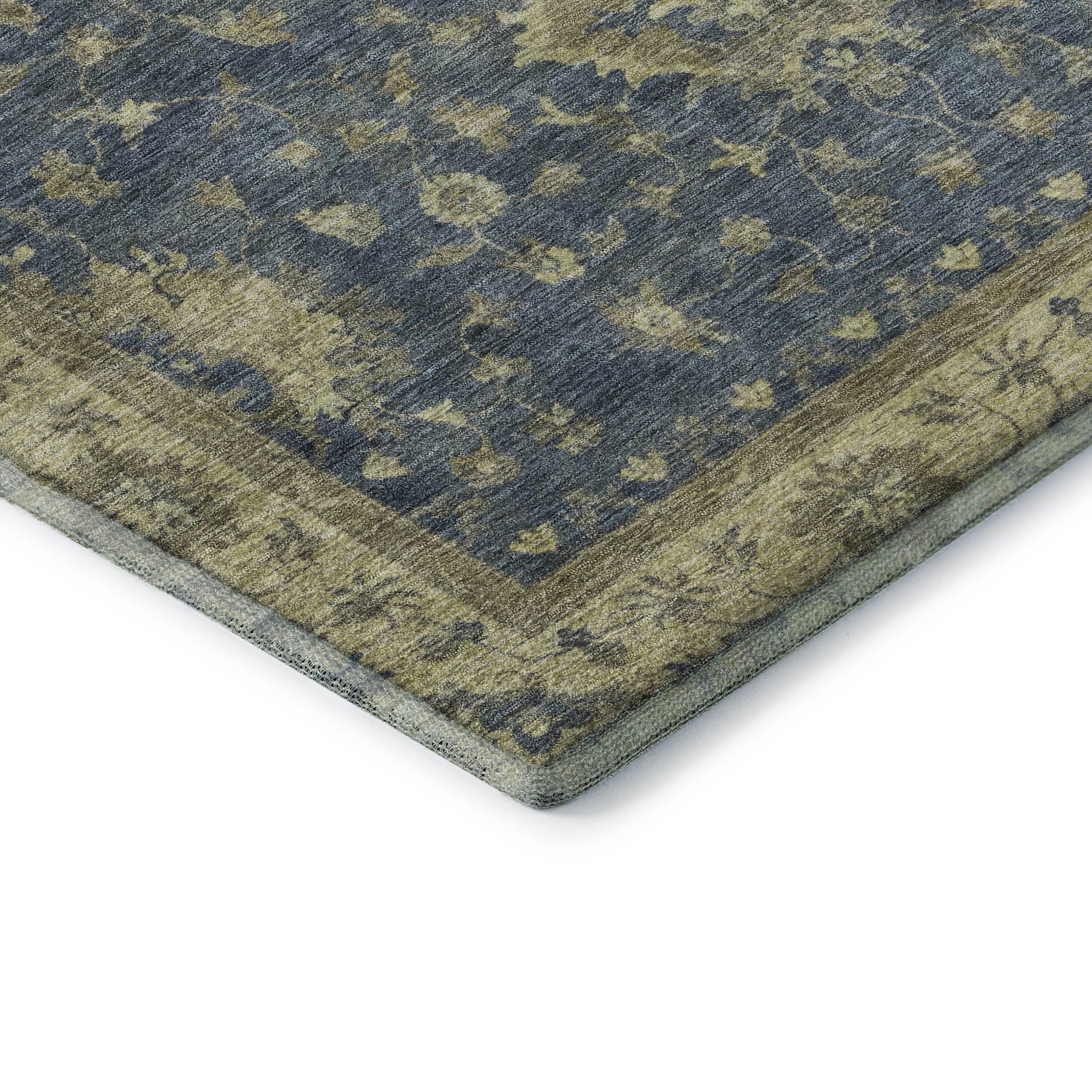 Siena Machine Washable Traditional Blue Rug 1'8" x 2'6" #shape_Rectangle