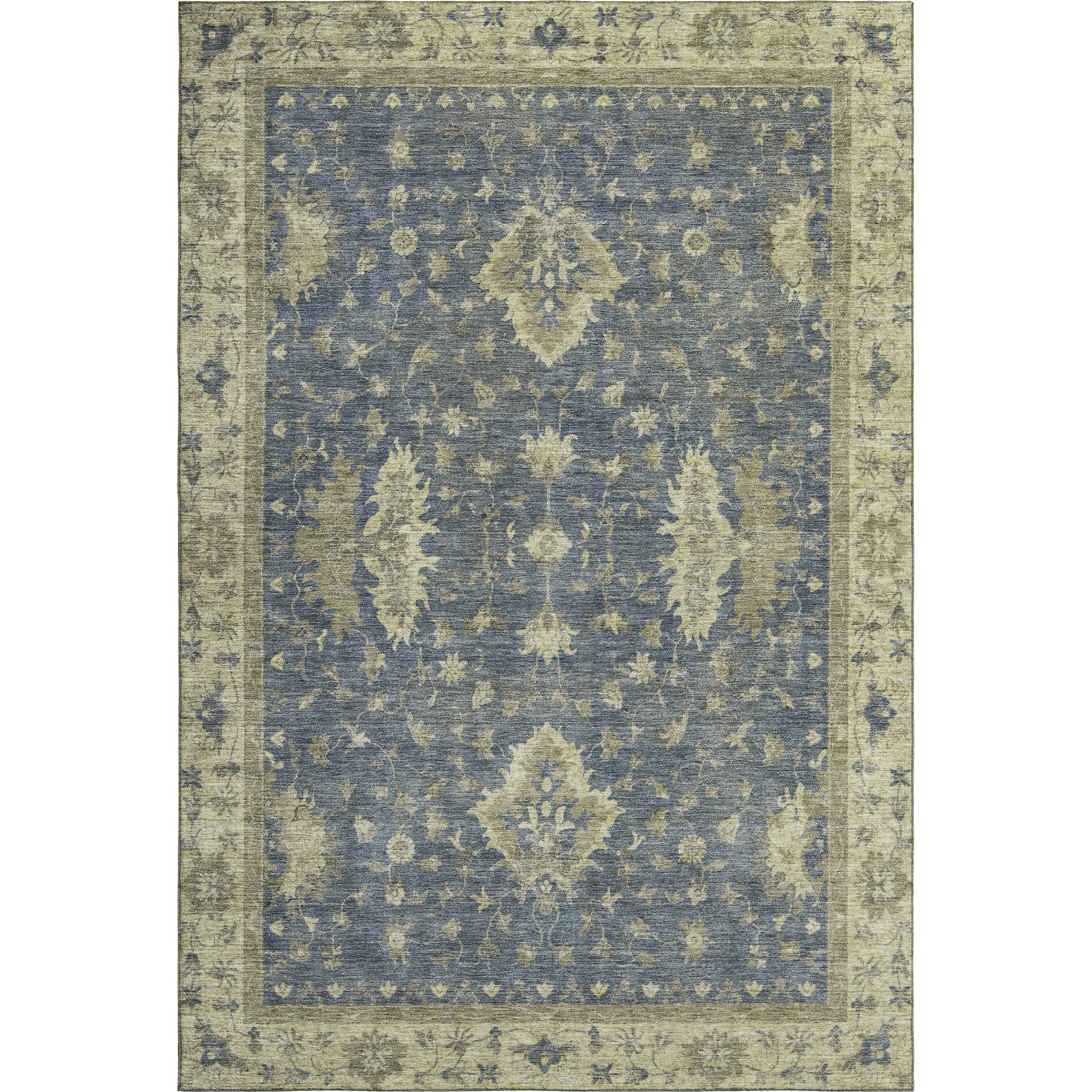 Siena Machine Washable Traditional Blue Rug 2'6" x 3'10" #shape_Rectangle