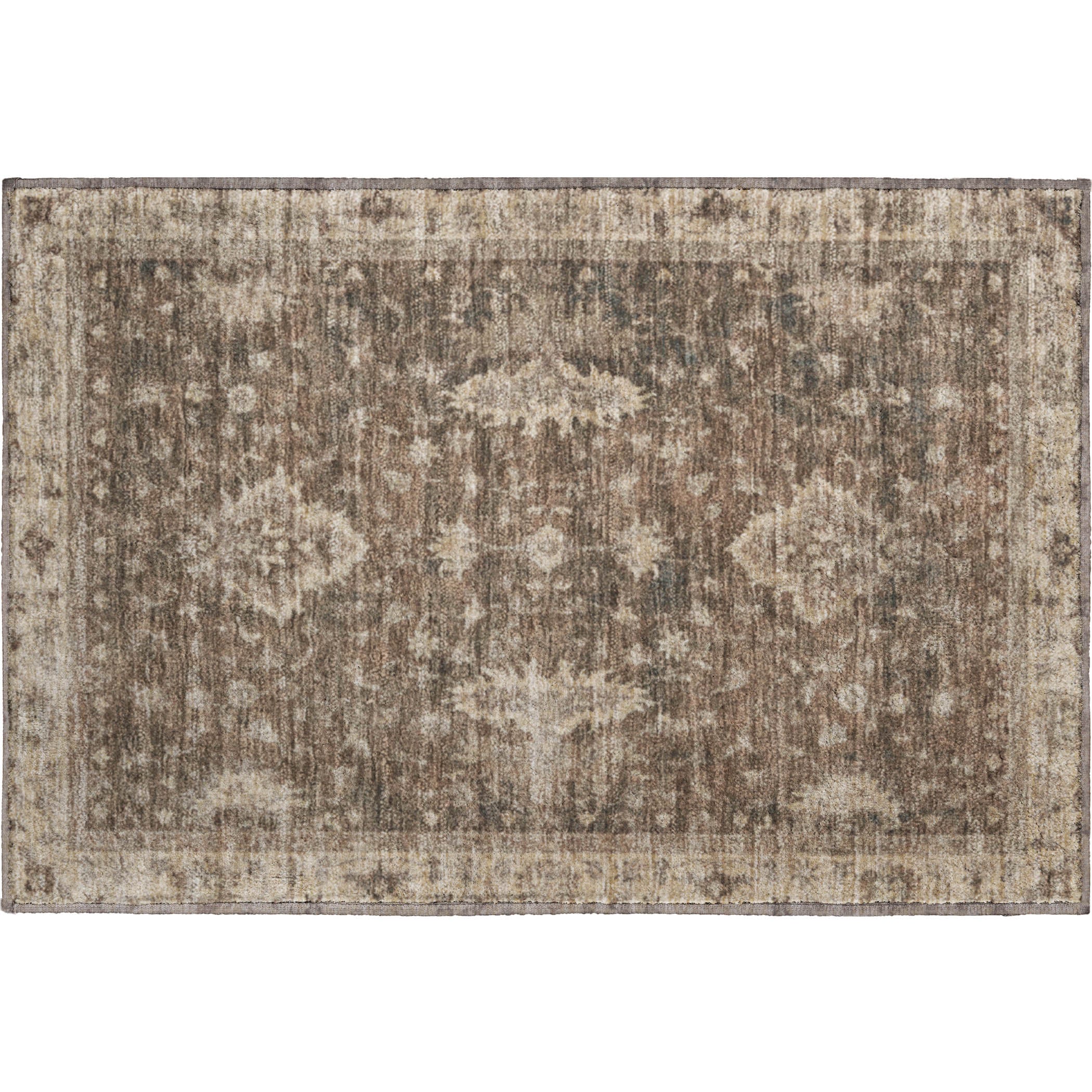 Siena Machine Washable Traditional Brown Rug 1'8" x 2'6" #shape_Rectangle