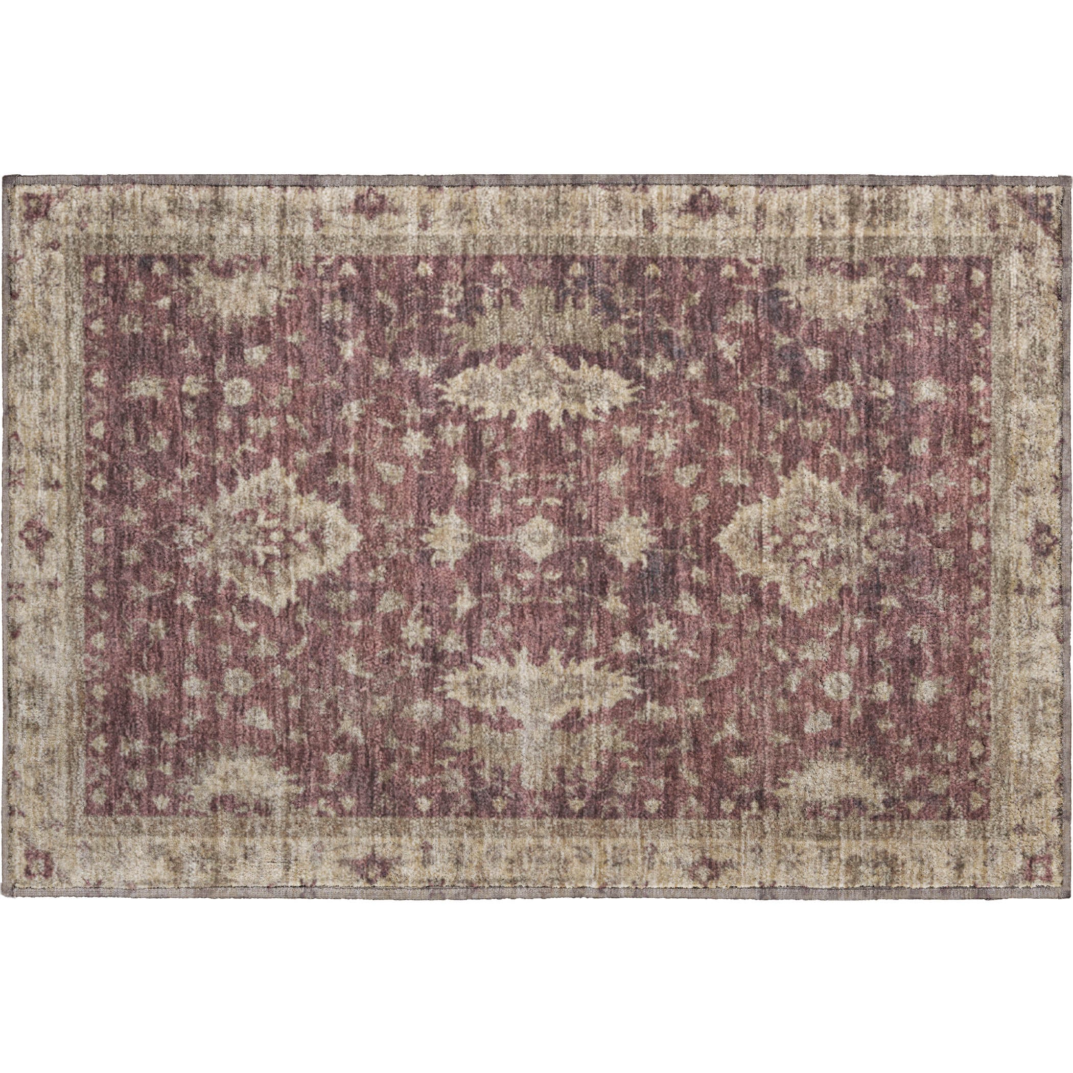 Siena Machine Washable Traditional Burgundy Red Rug 1'8" x 2'6" #shape_Rectangle