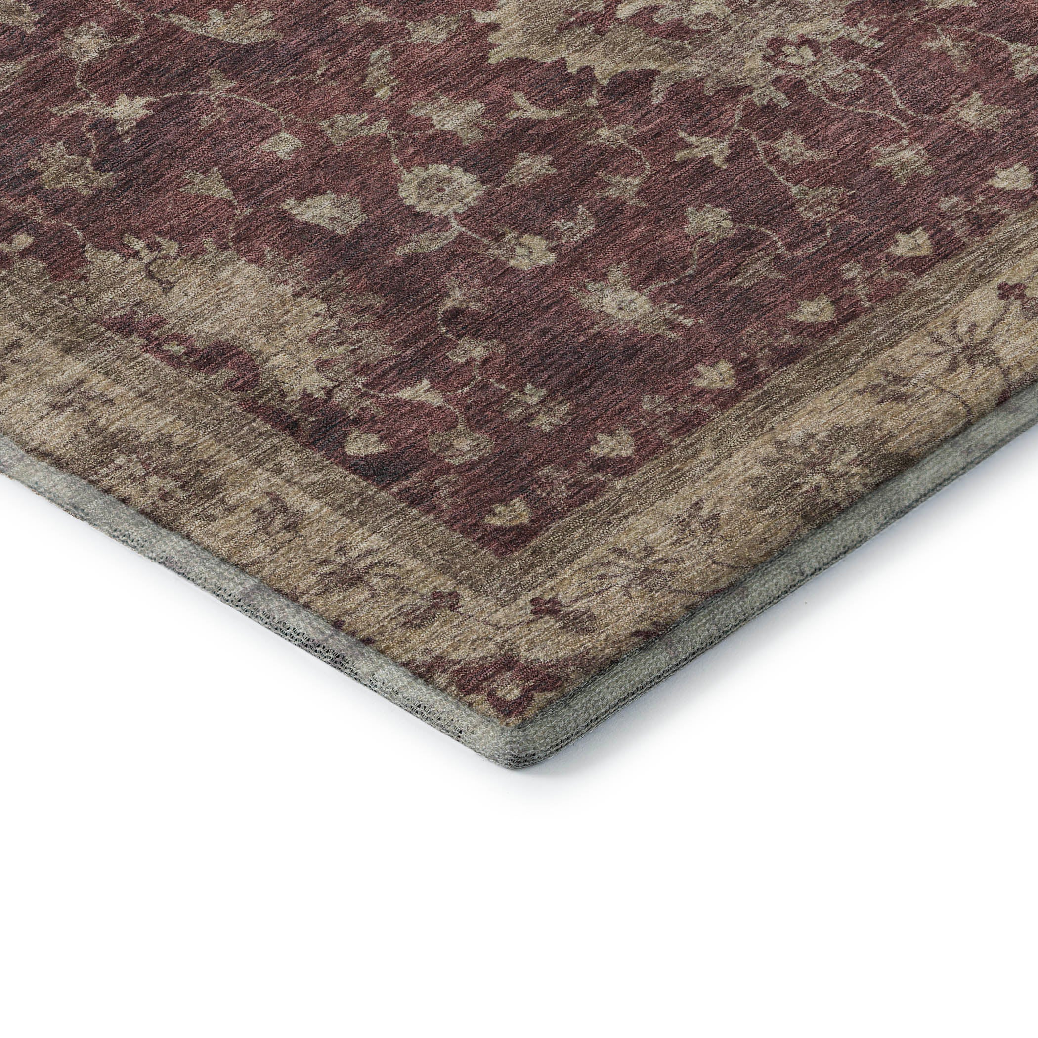 Siena Machine Washable Traditional Burgundy Red Rug 1'8" x 2'6" #shape_Rectangle