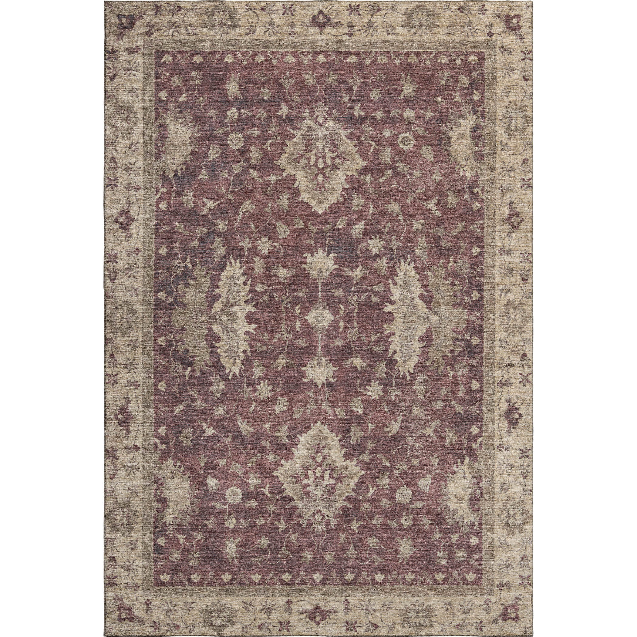 Siena Machine Washable Traditional Burgundy Red Rug 2'6" x 3'10" #shape_Rectangle