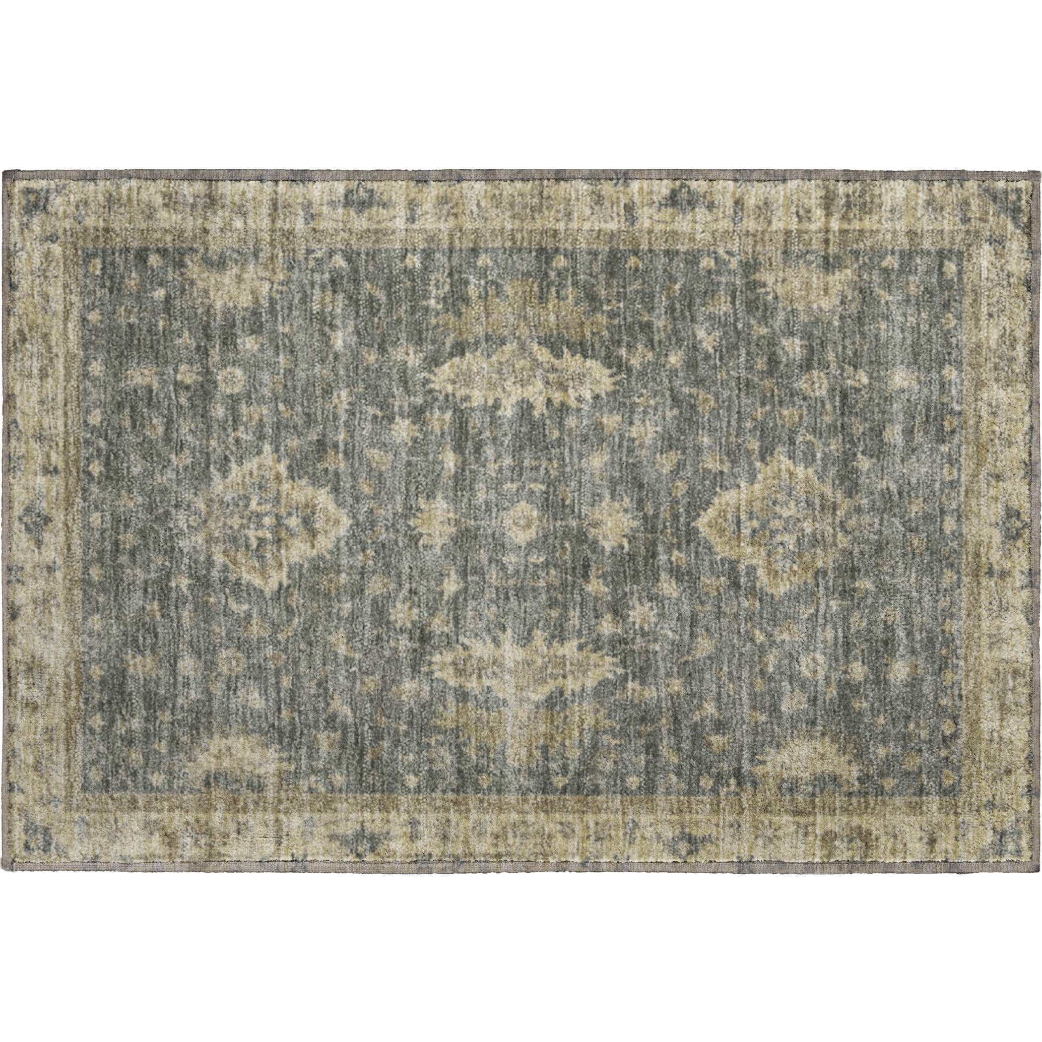 Siena Machine Washable Traditional Gray Rug 1'8" x 2'6" #shape_Rectangle