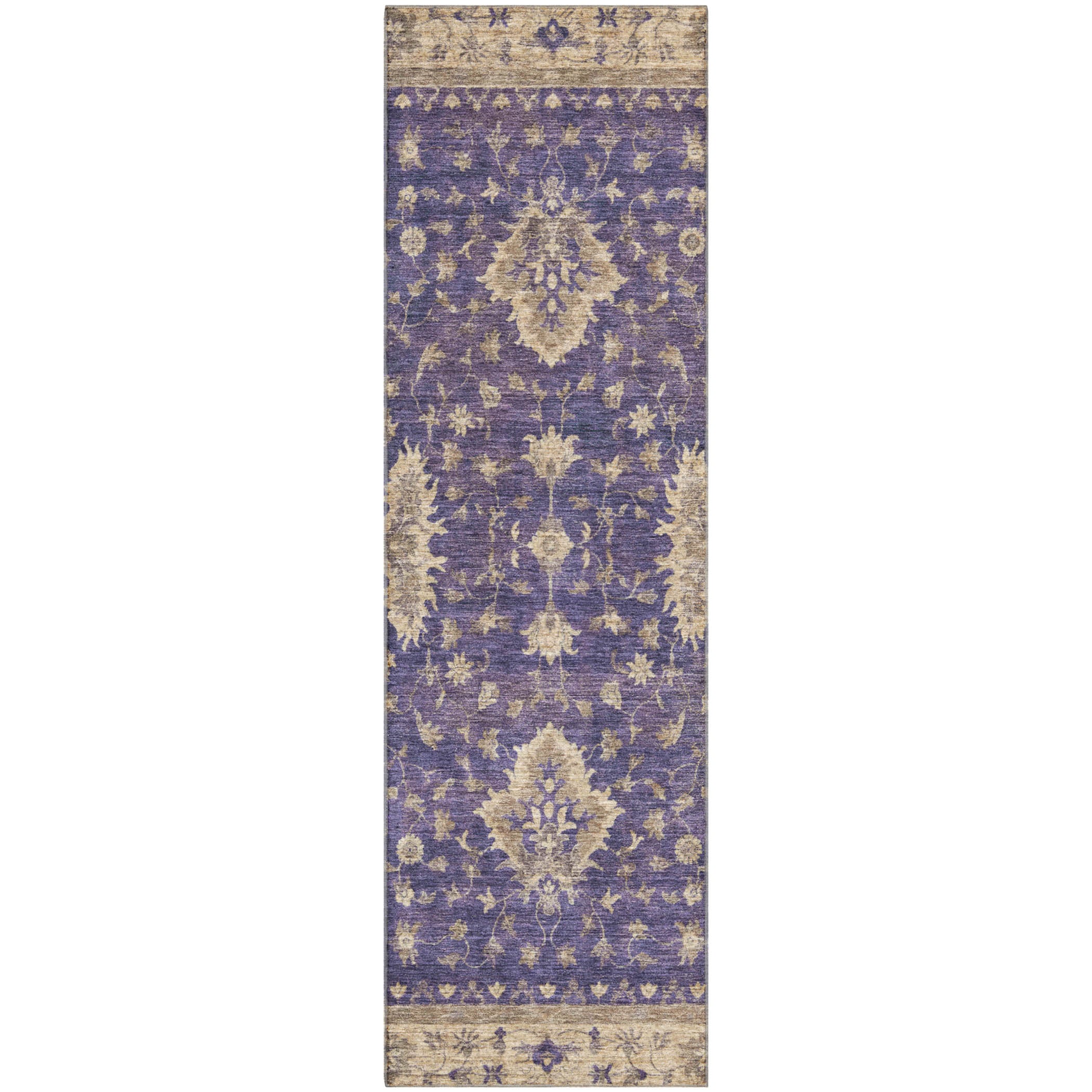 Siena Machine Washable Traditional Purple Rug 2'3" x 7'6" #shape_Runner