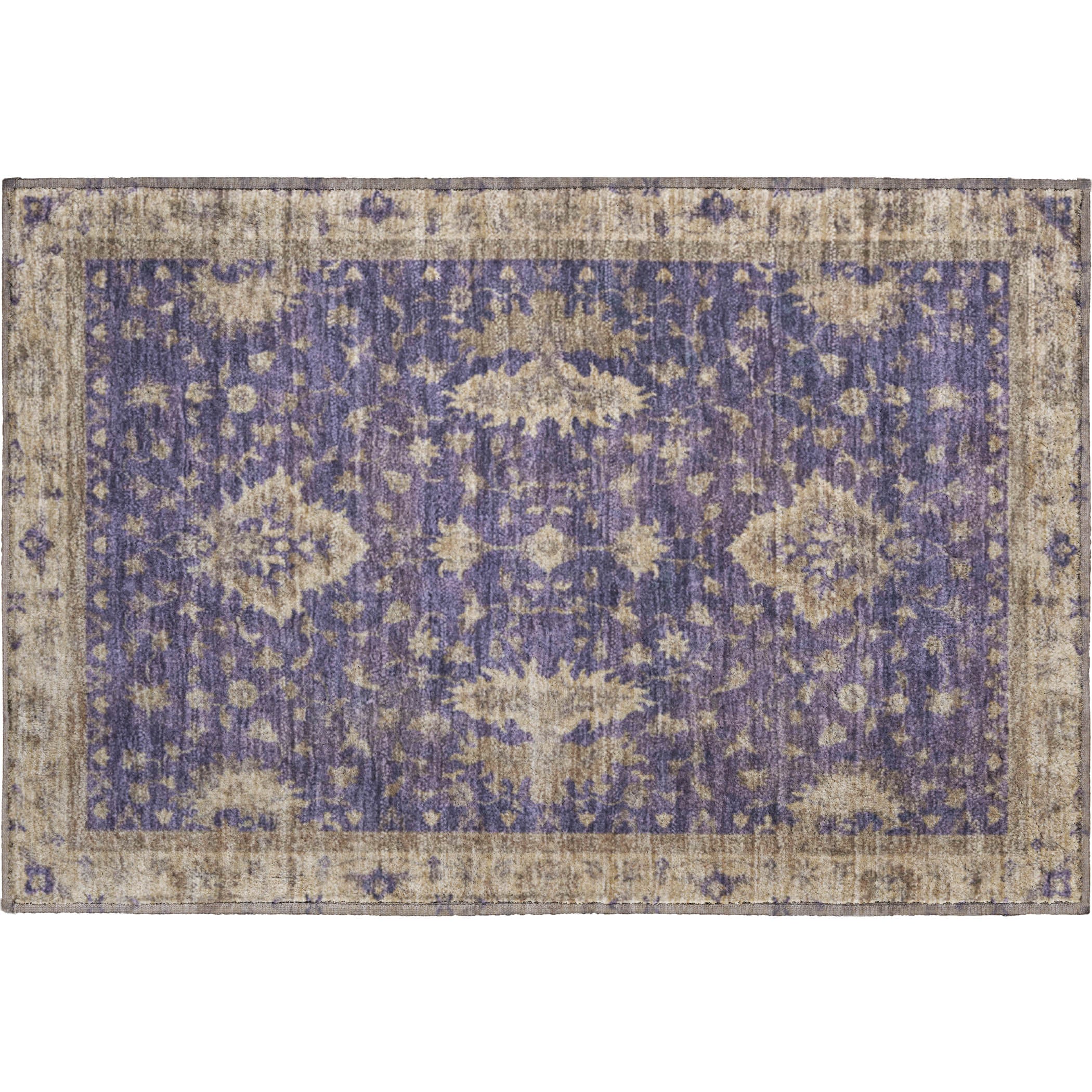Siena Machine Washable Traditional Purple Rug 1'8" x 2'6" #shape_Rectangle