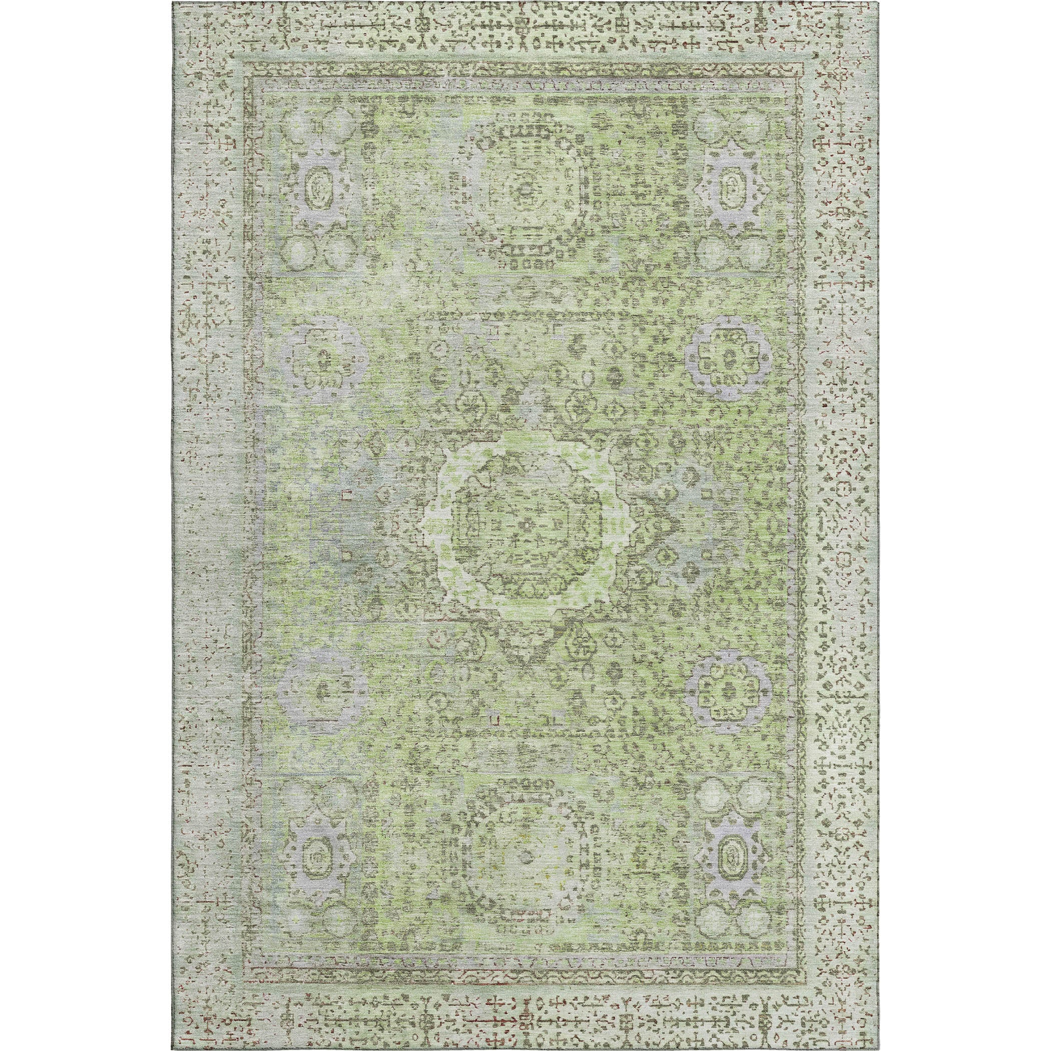 Budapest Machine Washable Traditional Aloe Green Rug 2'6" x 3'10" #shape_Rectangle