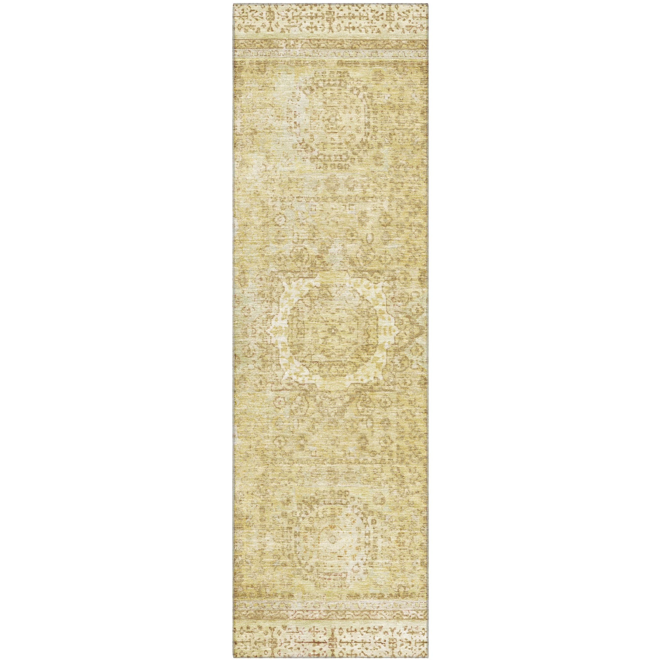 Budapest Machine Washable Traditional Beige Brown Rug 2'3" x 7'6" #shape_Runner