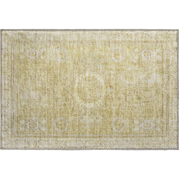 Budapest Machine Washable Traditional Beige Brown Rug 1'8" x 2'6"