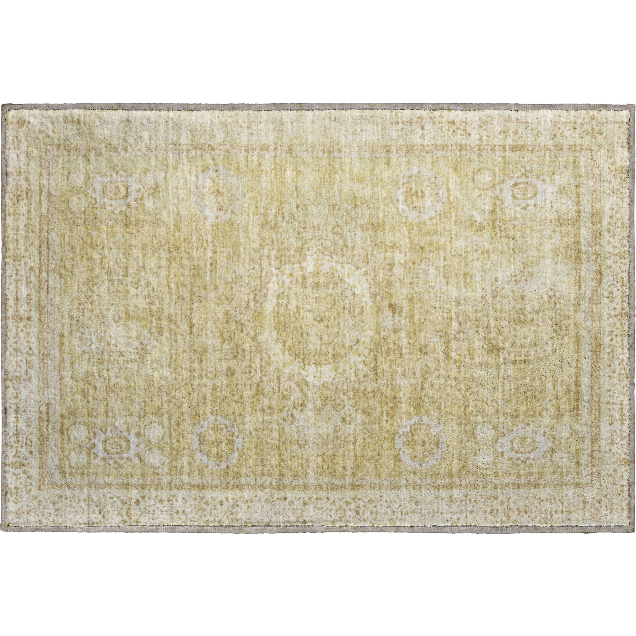 Budapest Machine Washable Traditional Beige Brown Rug 1'8" x 2'6" #shape_Rectangle