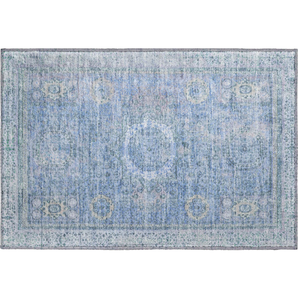 Budapest Machine Washable Traditional Blue Rug 1'8" x 2'6"