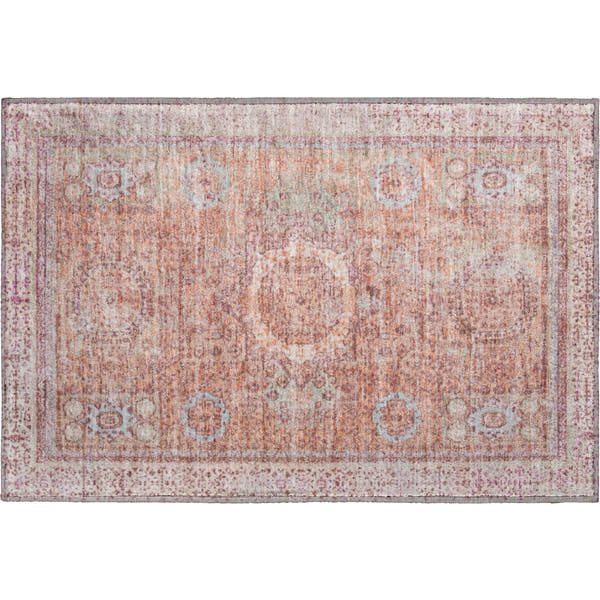 Budapest Machine Washable Traditional Orange Rug 1'8" x 2'6"