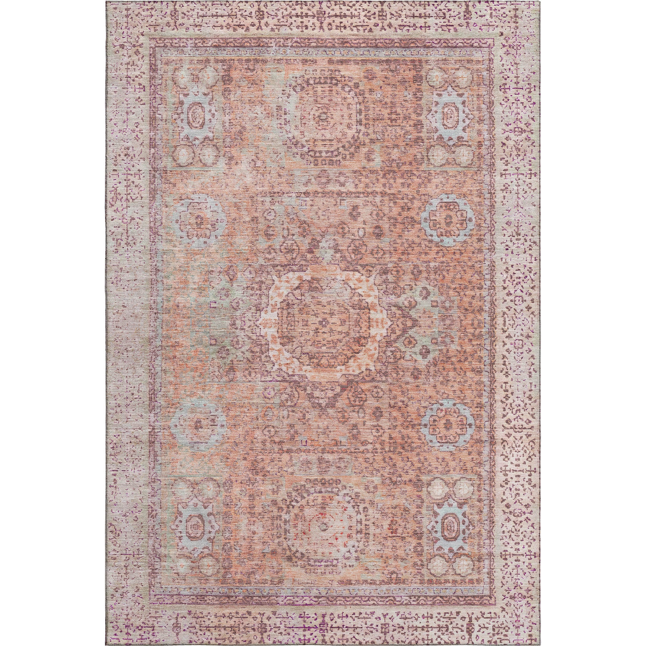 Budapest Machine Washable Traditional Orange Rug 2'6" x 3'10" #shape_Rectangle