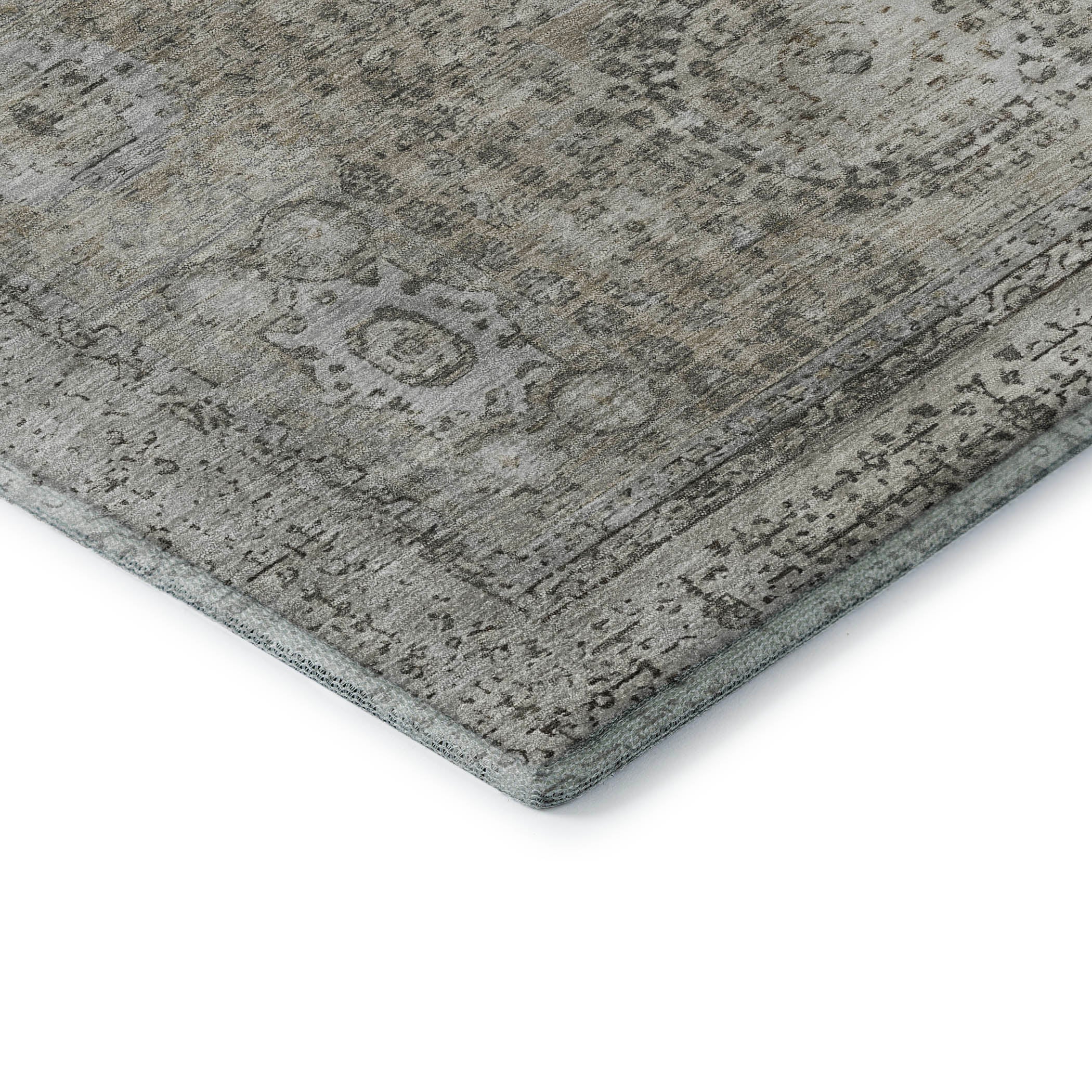 Budapest Machine Washable Traditional Pewter Gray Rug 1'8" x 2'6" #shape_Rectangle