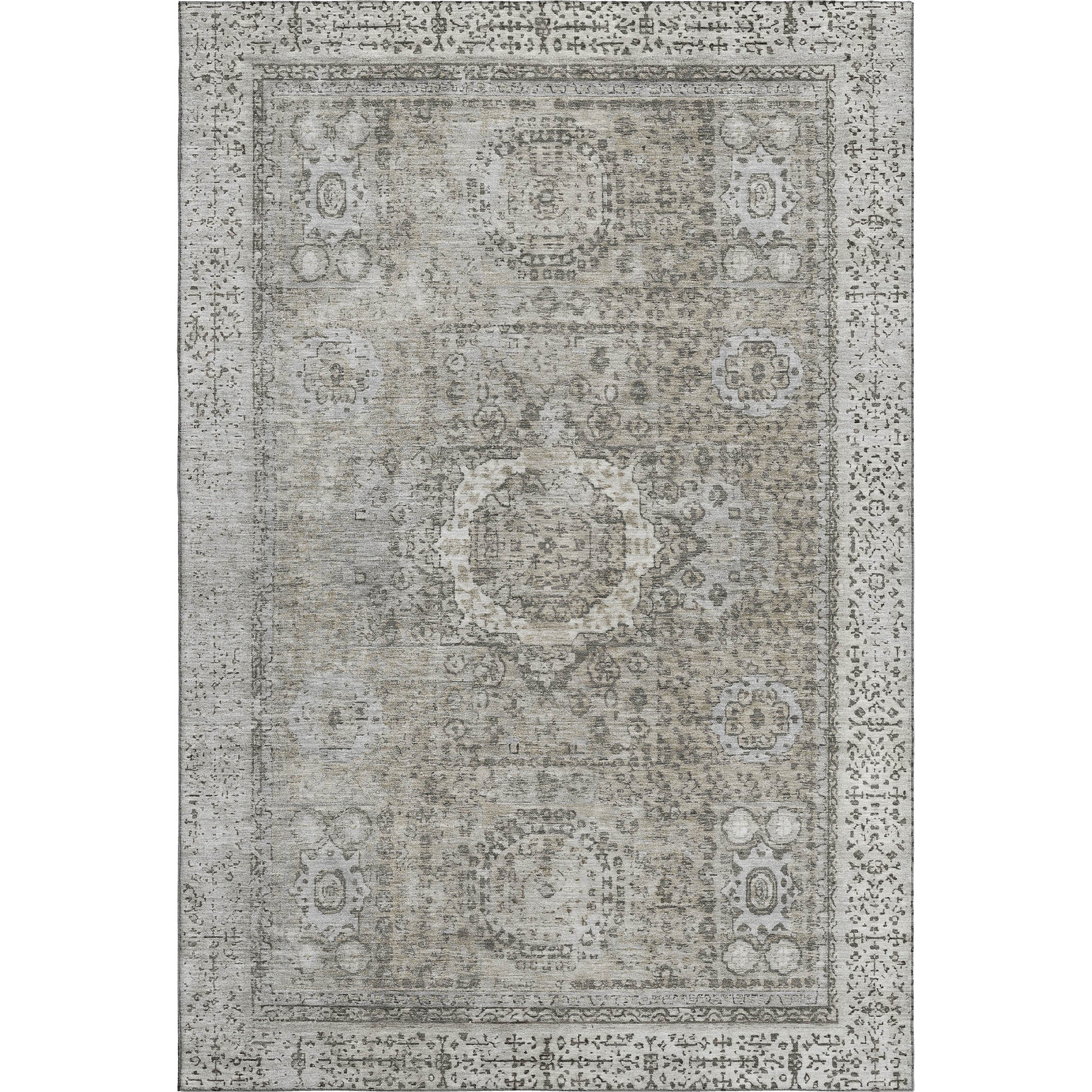 Budapest Machine Washable Traditional Pewter Gray Rug 2'6" x 3'10" #shape_Rectangle